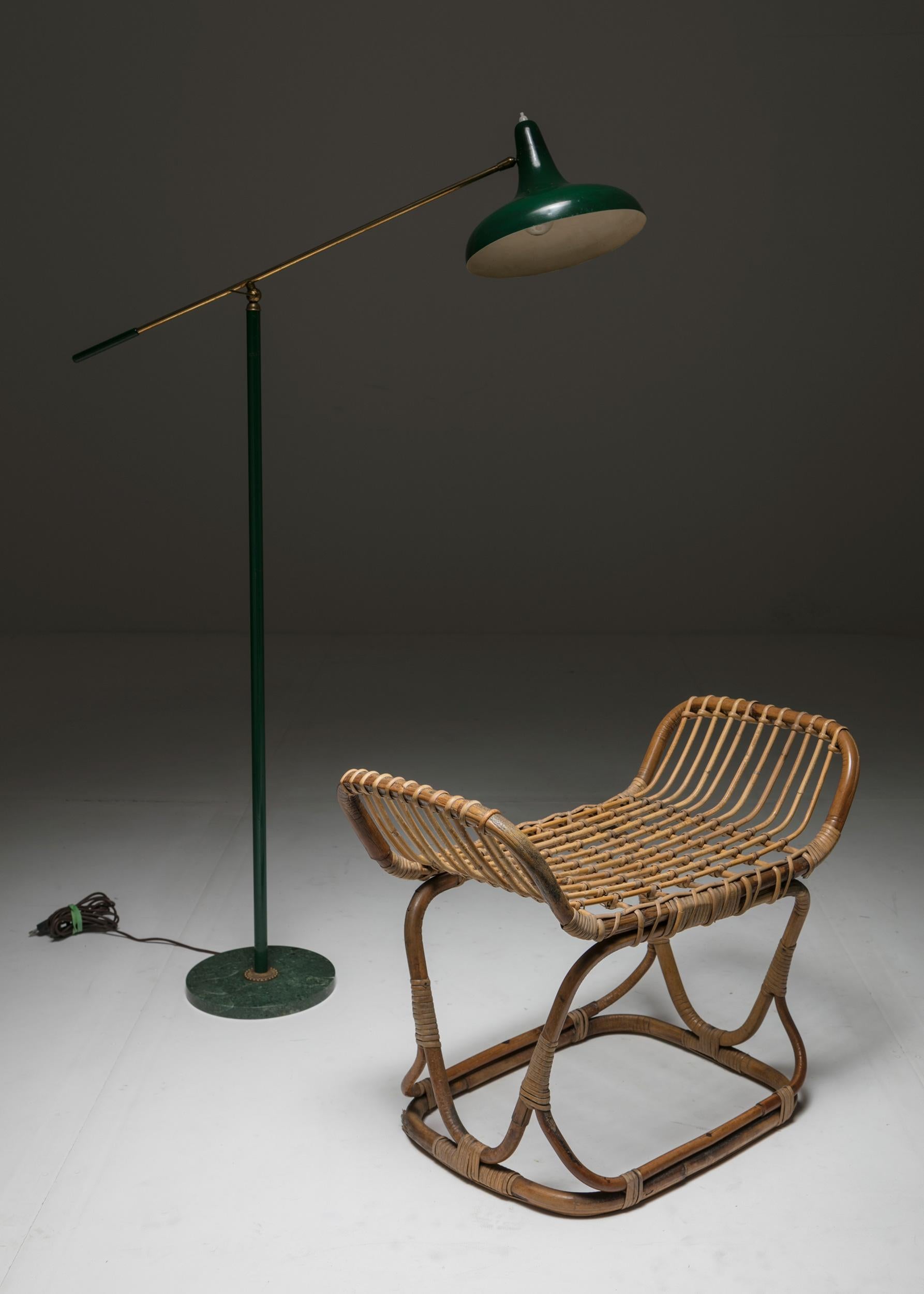 Pair of Italian 60s Wicker Stools For Sale 3