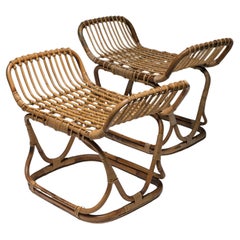 Pair of Italian 60s Wicker Stools