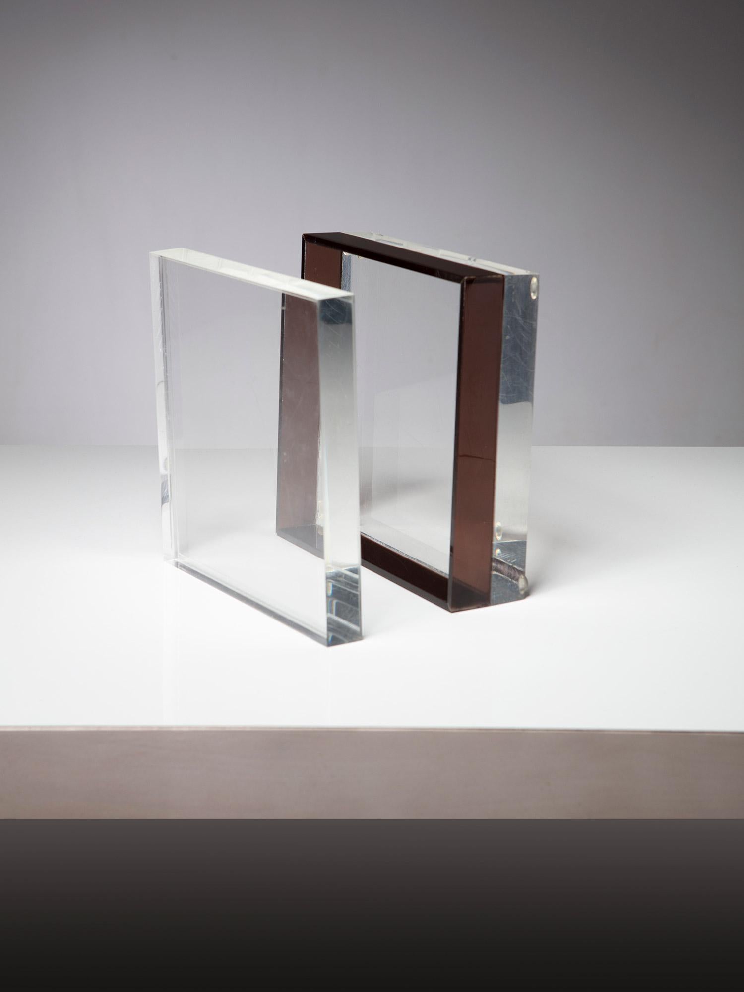 Late 20th Century Pair of Italian 70s Plexiglass Boxes in the style of Romeo Rega For Sale