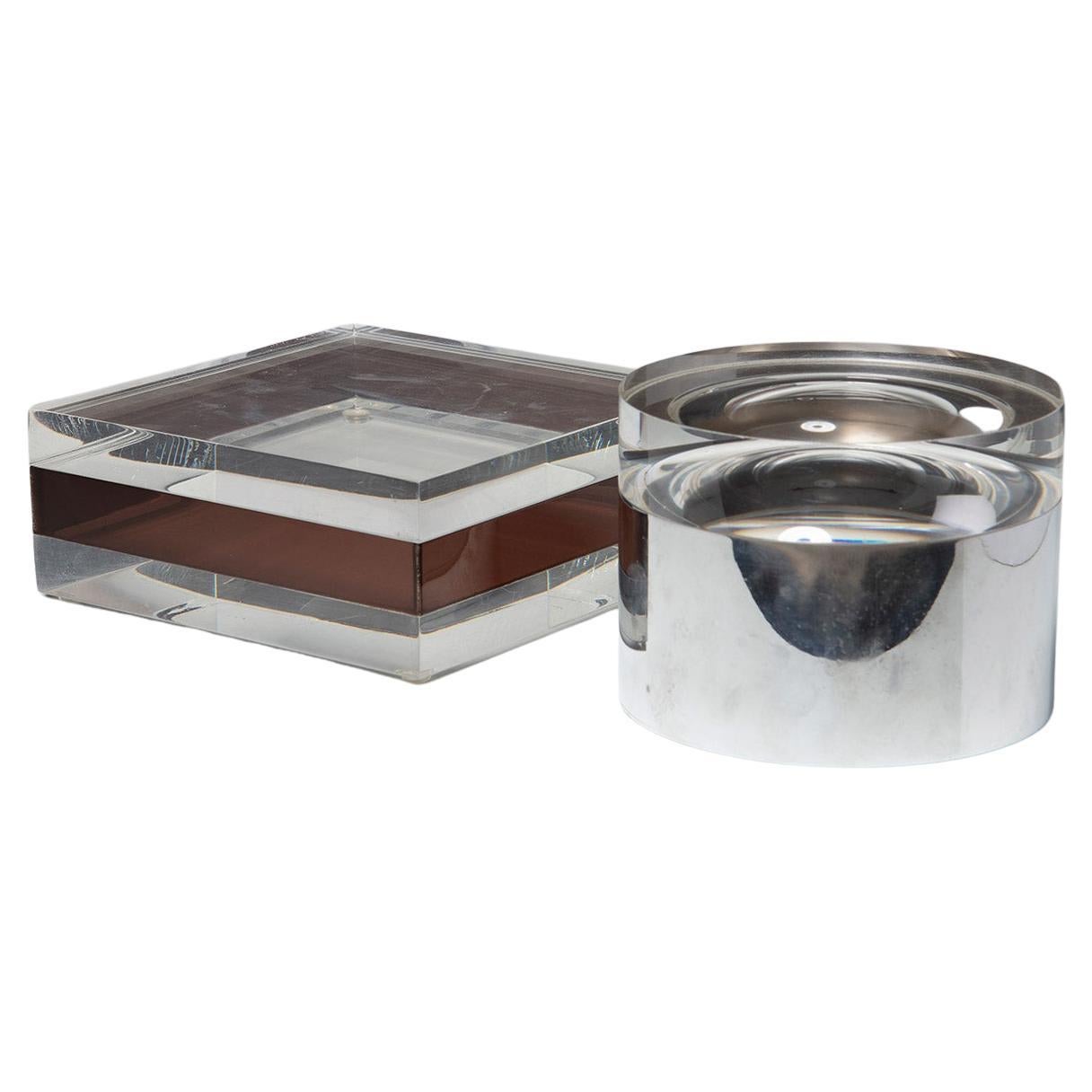 Pair of Italian 70s Plexiglass Boxes in the style of Romeo Rega