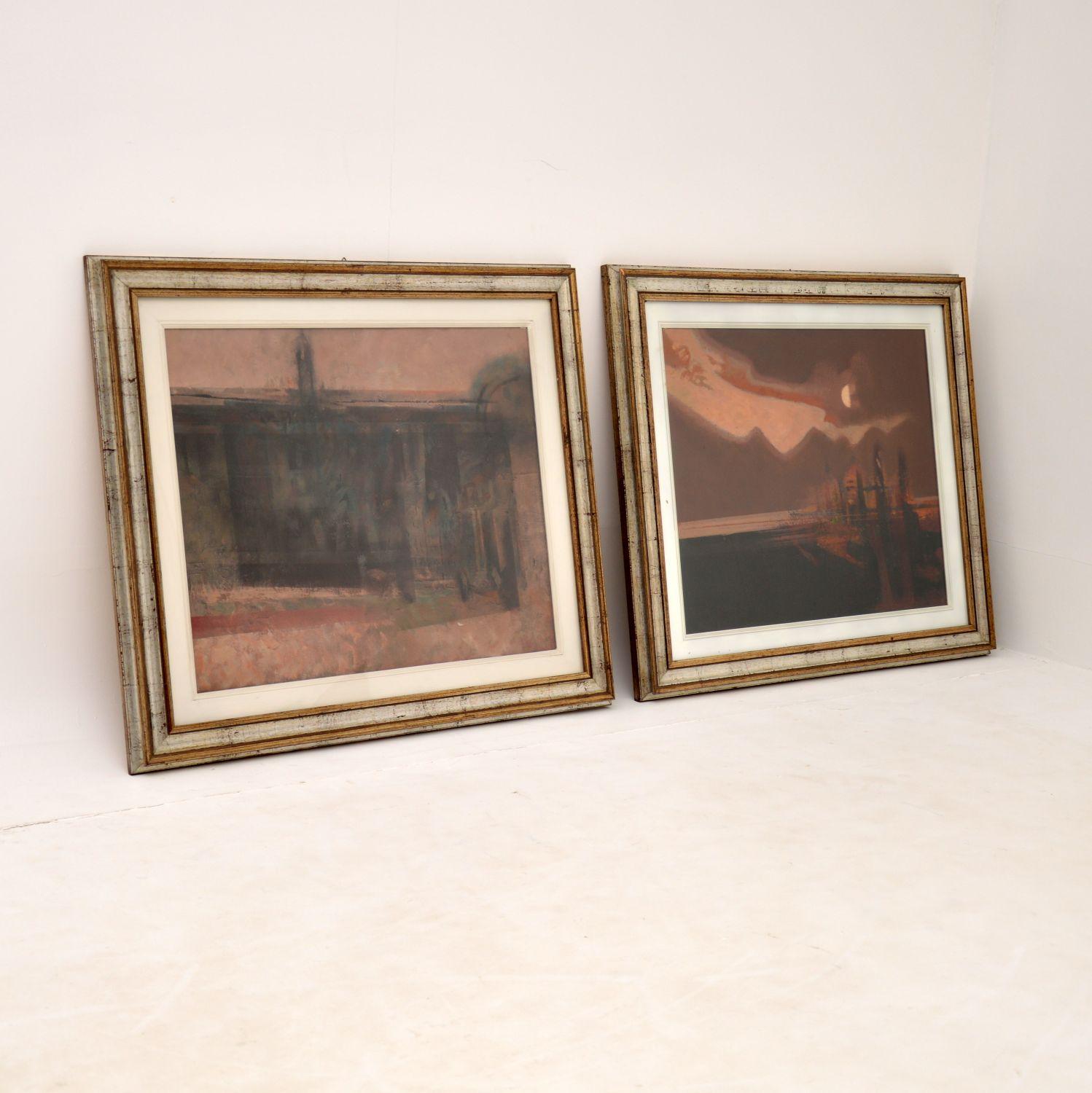 Pair of Italian Abstract Framed Oil Paintings c.1980 Signed “Giussani” For Sale 8