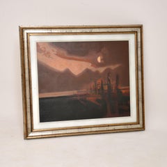 Pair of Italian Abstract Framed Oil Paintings c.1980 Signed “Giussani”