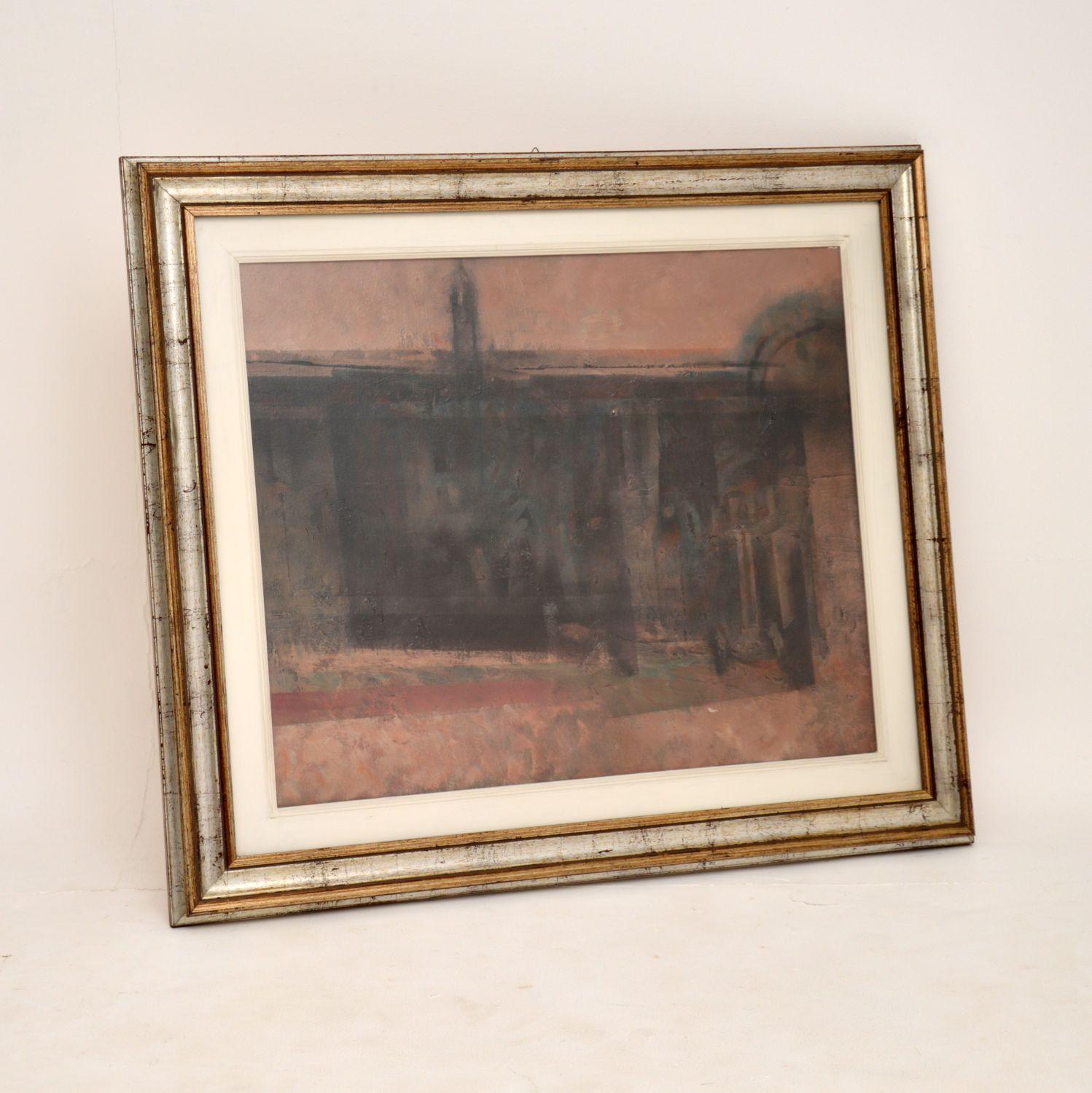 Pair of Italian Abstract Framed Oil Paintings c.1980 Signed “Giussani” In Good Condition For Sale In London, GB
