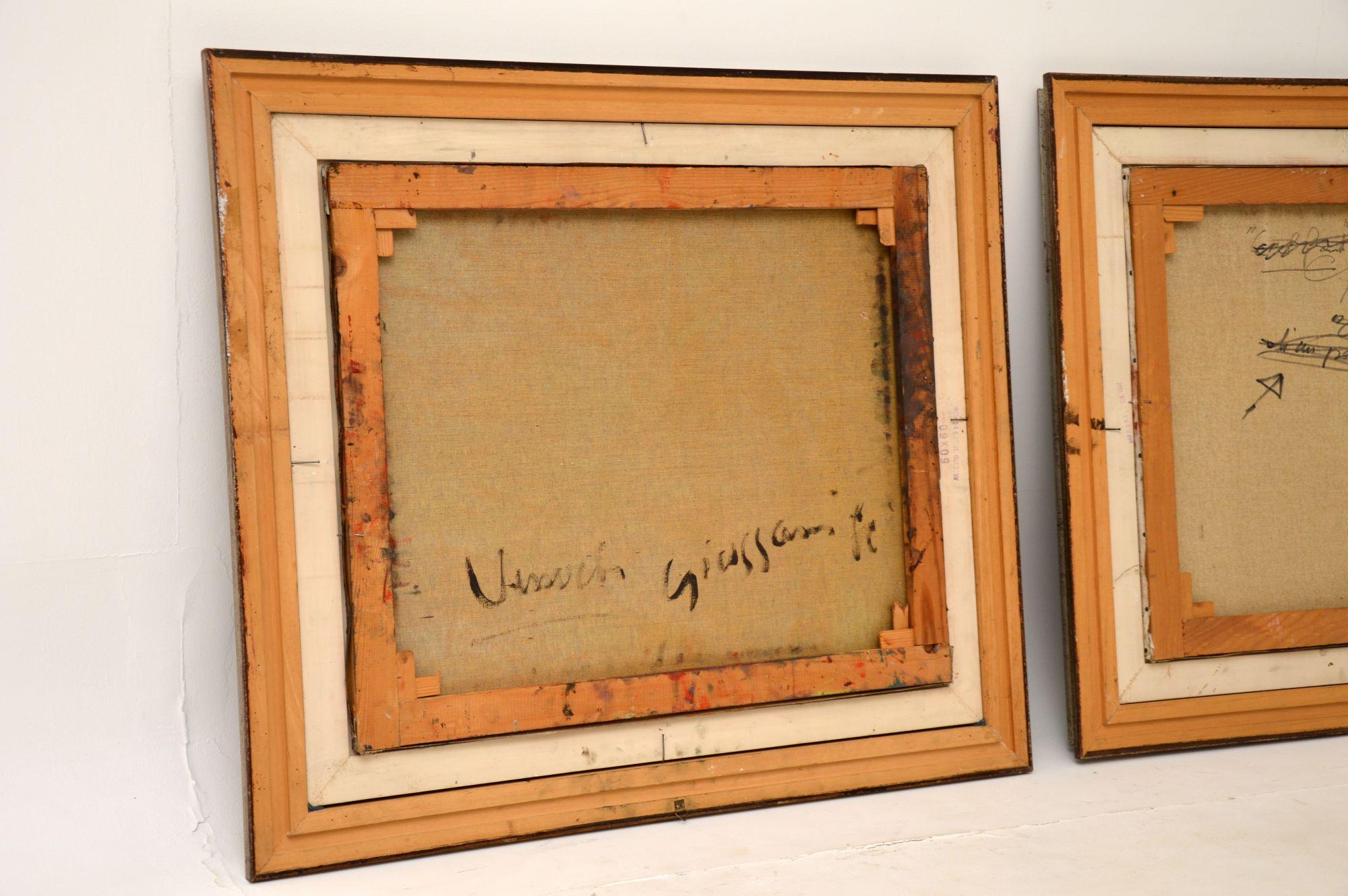 Pair of Italian Abstract Framed Oil Paintings c.1980 Signed “Giussani” For Sale 4