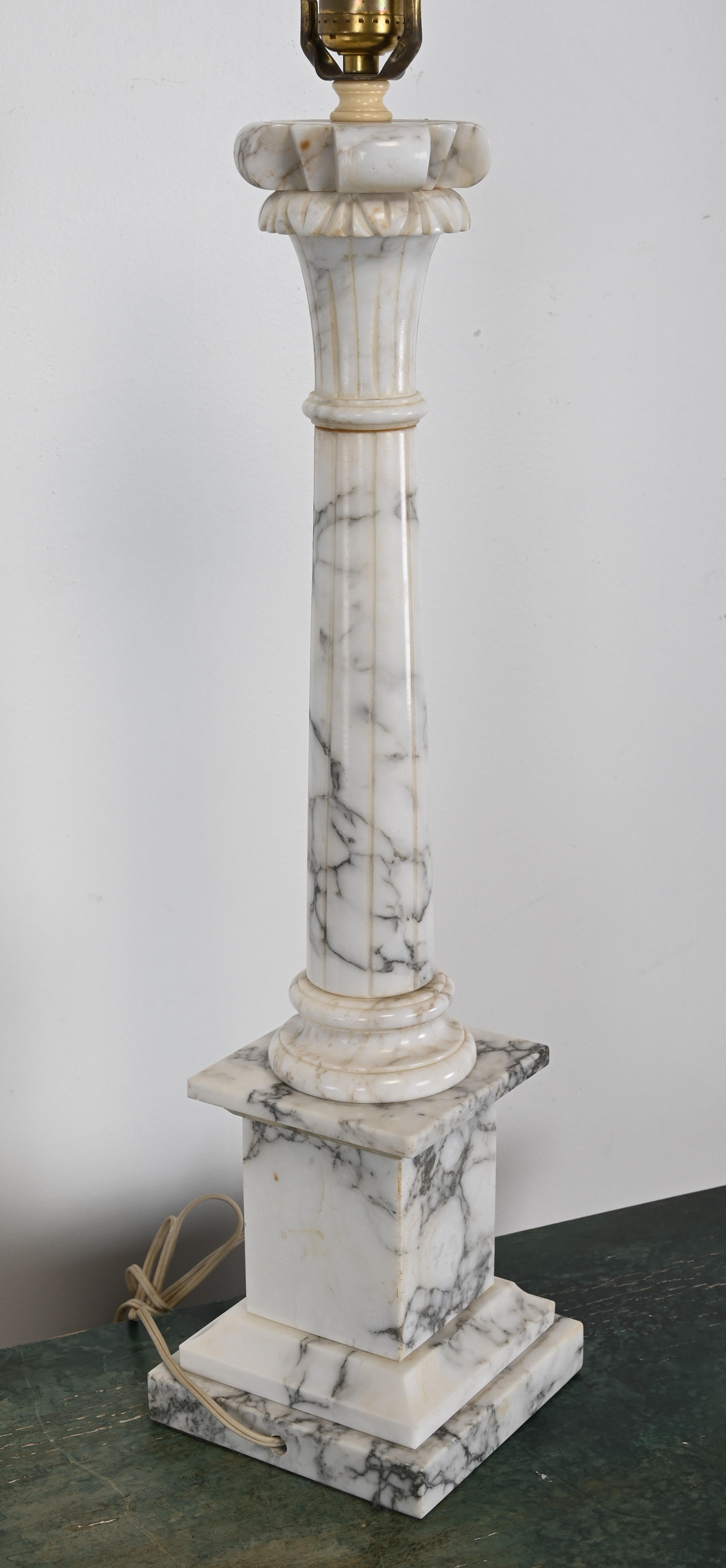 Pair of Italian Alabaster Column Lamps, 1960s 6