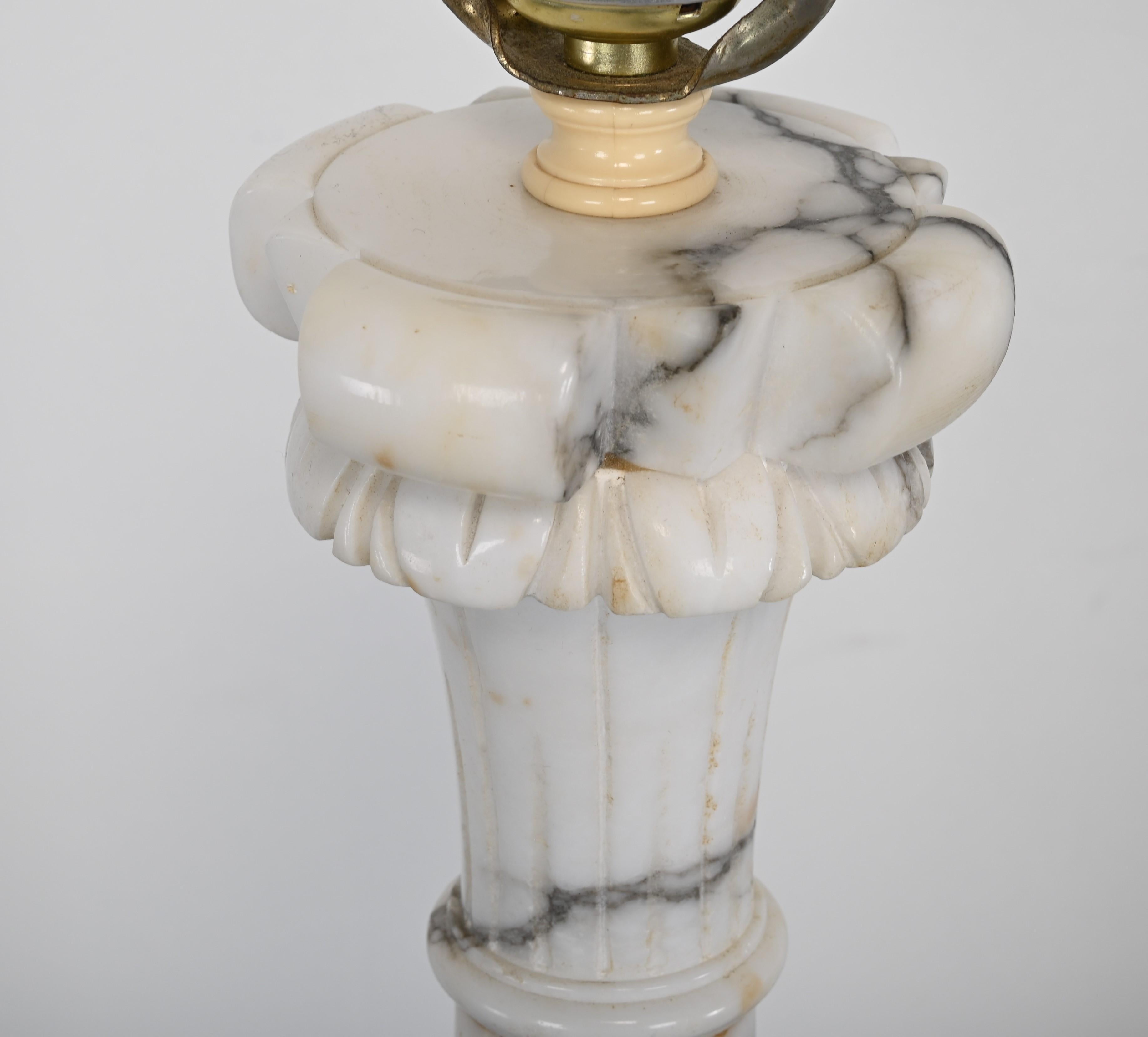 Pair of Italian Alabaster Column Lamps, 1960s 3