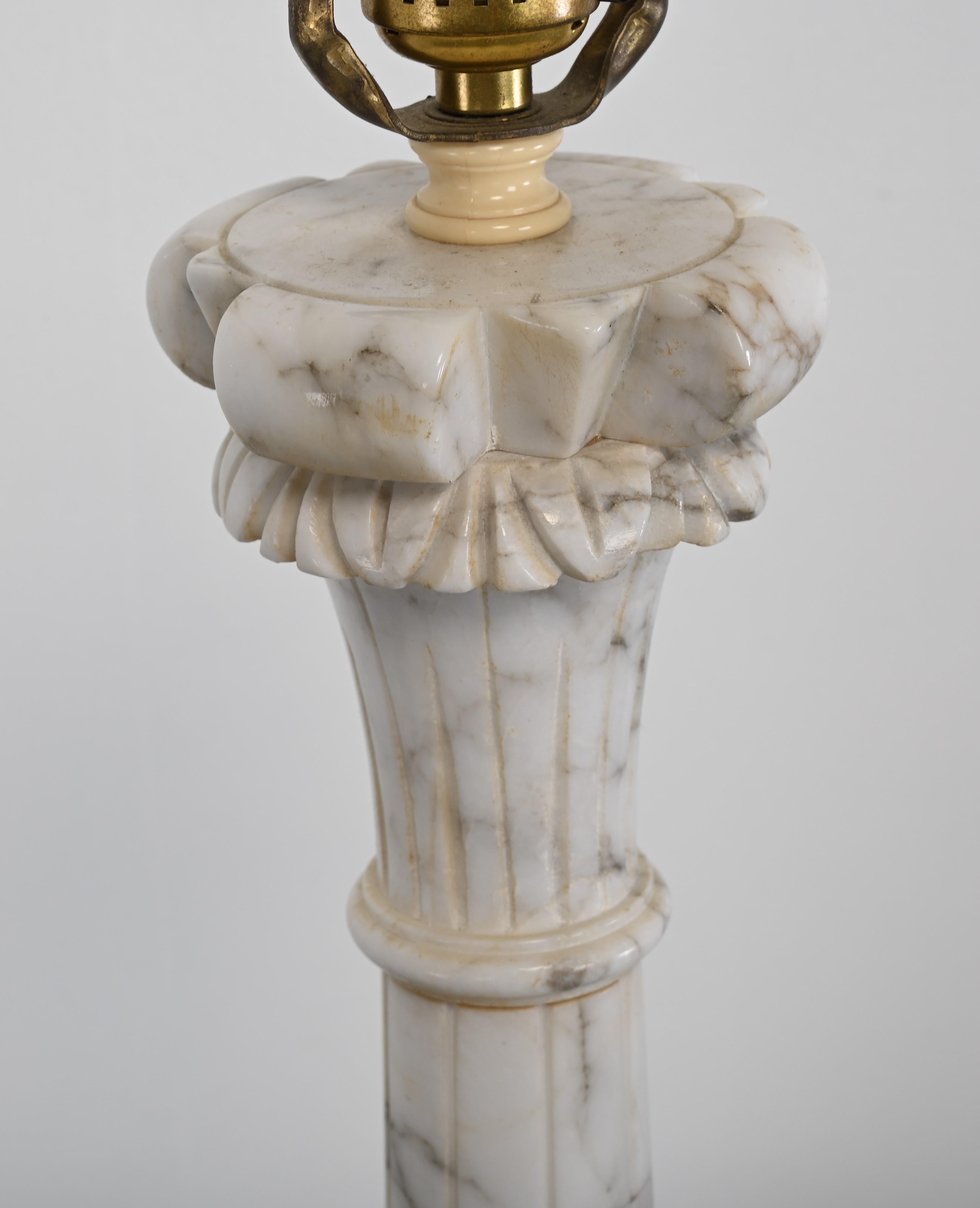 Pair of Italian Alabaster Column Lamps, 1960s 4