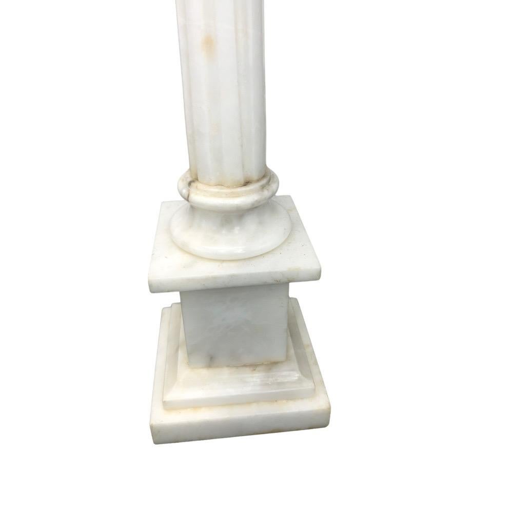 Pair of Italian Alabaster Column Lamps For Sale 2