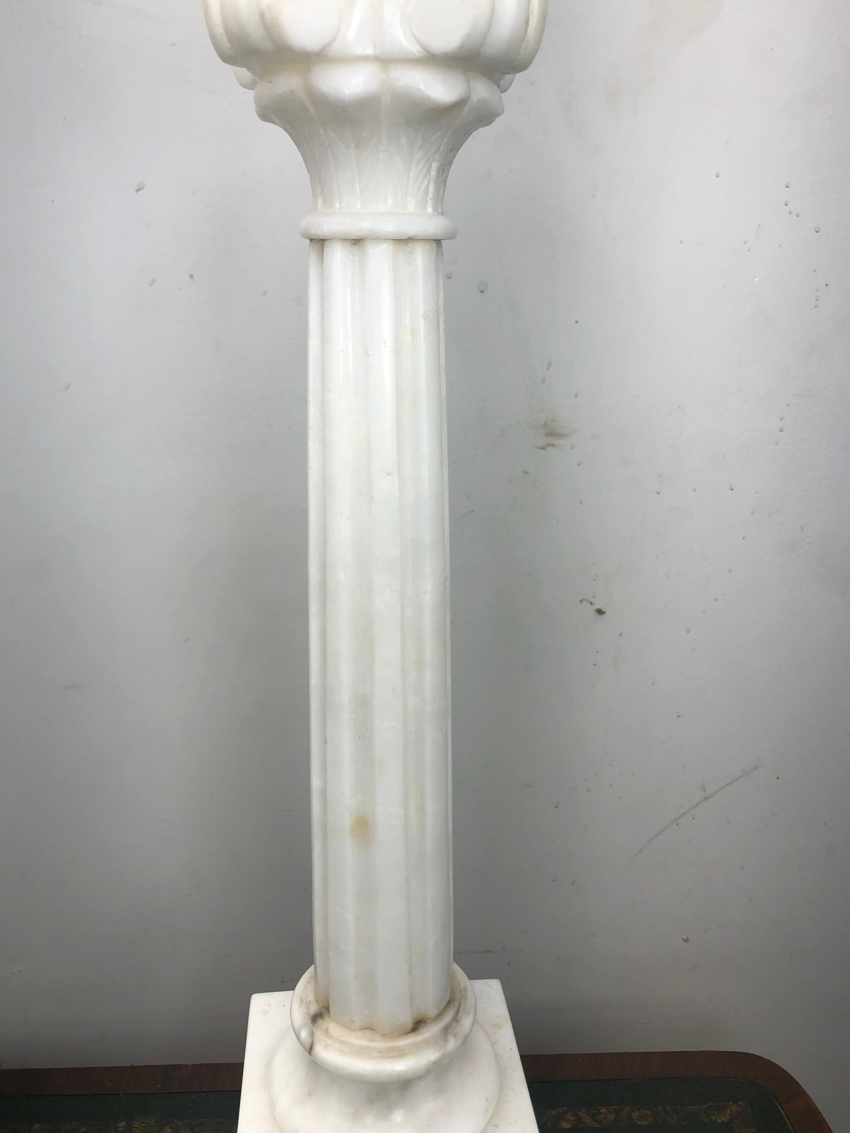 Pair of Italian Alabaster Column Lamps 3