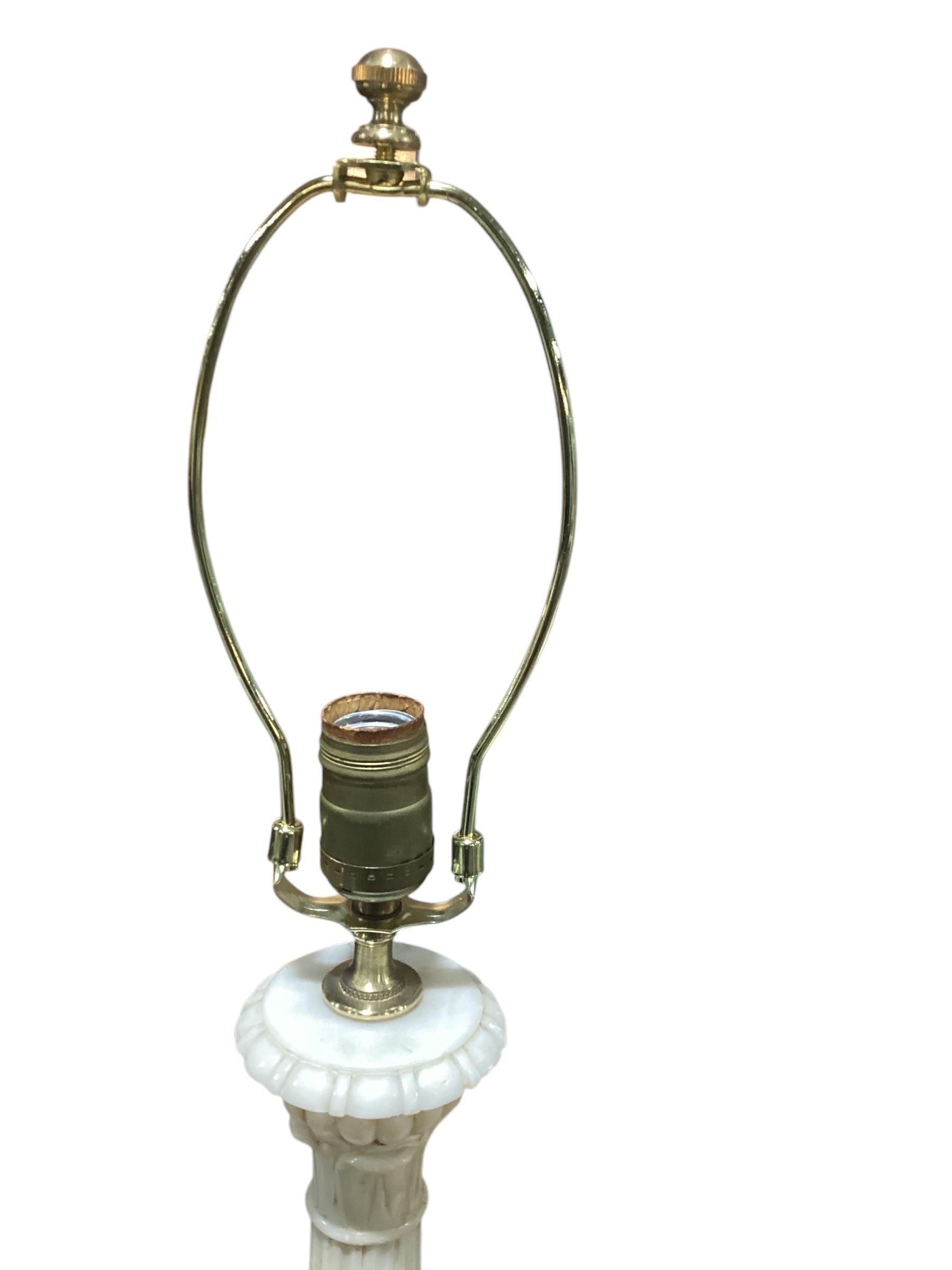 Paar italienische Säulenlampen aus Alabaster im Angebot 2