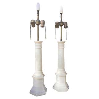 Pair of Italian Alabaster Table Lamps by Thomas Pheasant for Baker at ...