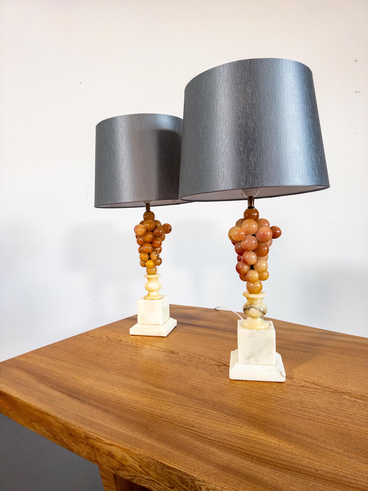Coppia di lampade da tavolo italiane in alabastro - anni '50 in vendita 3