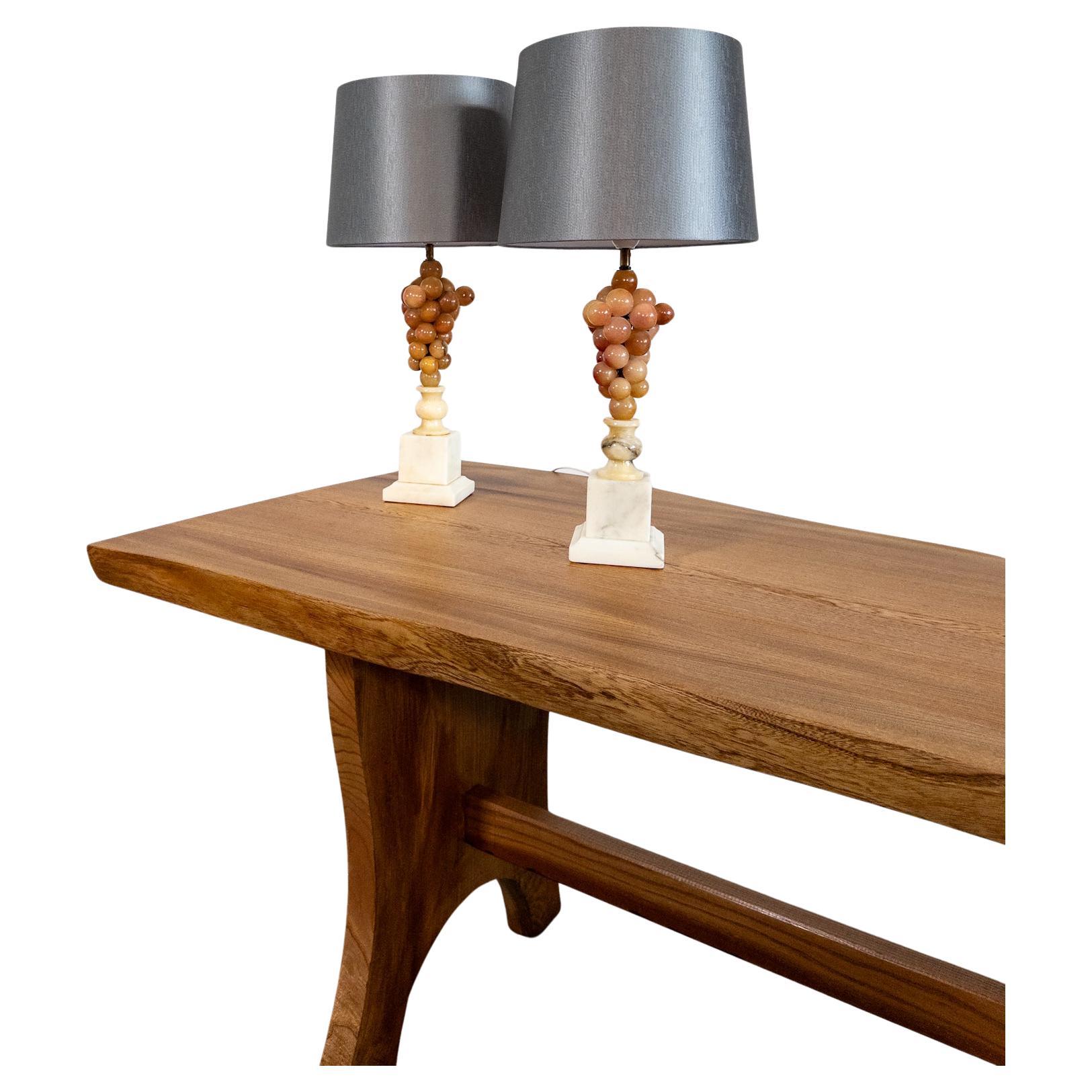 Pair of Italian Alabaster Grape Table Lamps – 1950s