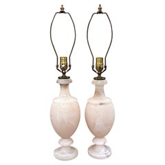 Retro Pair of Italian Alabaster Lamps