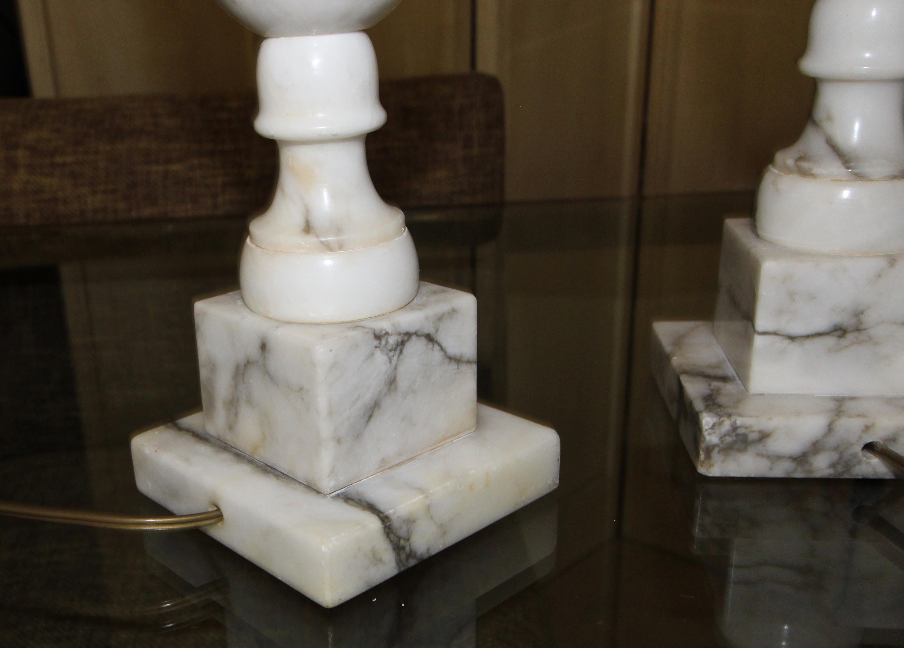 Pair of Italian Alabaster Urn Motif Table Lamps 5