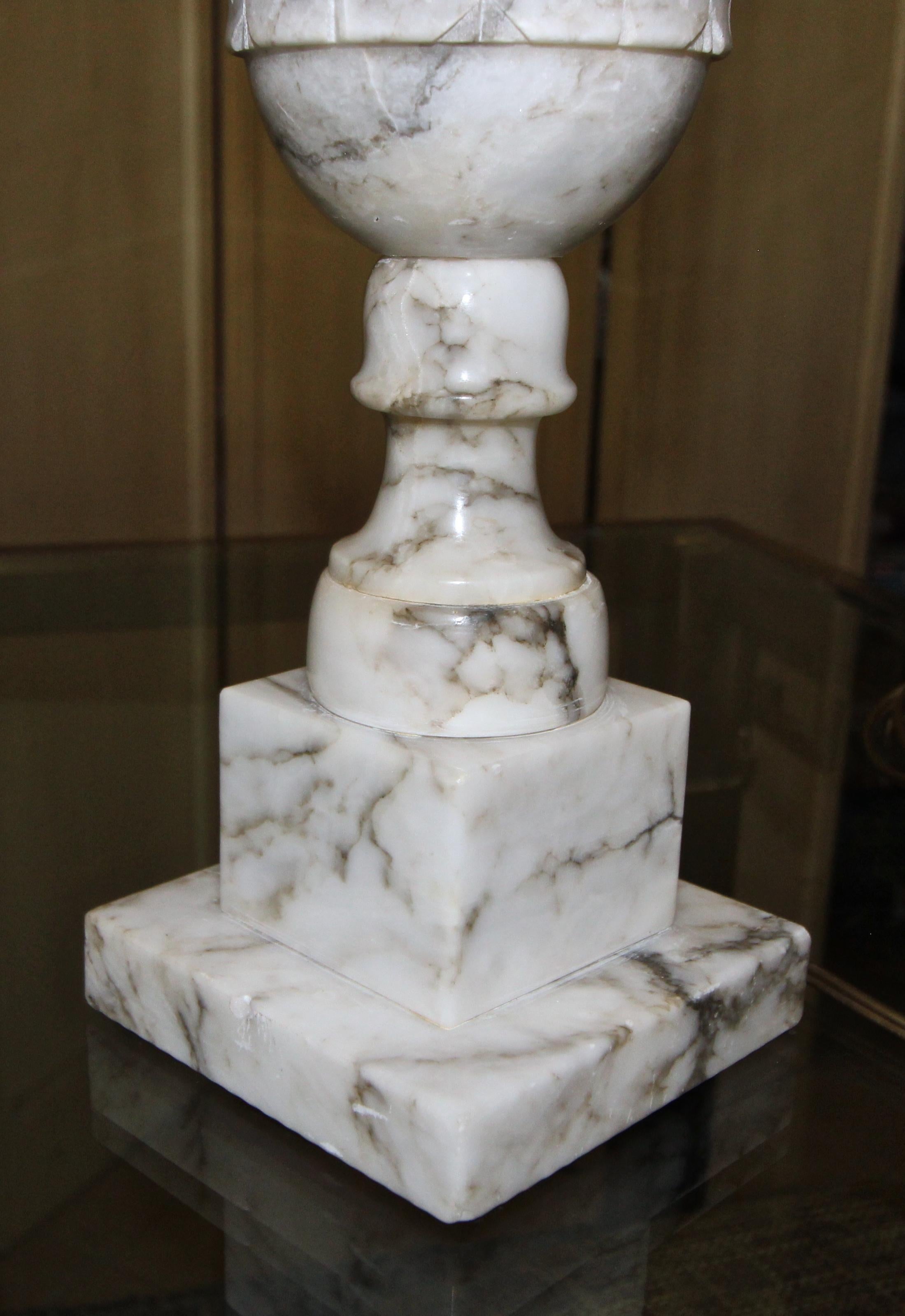 Pair of Italian Alabaster Urn Motif Table Lamps 6