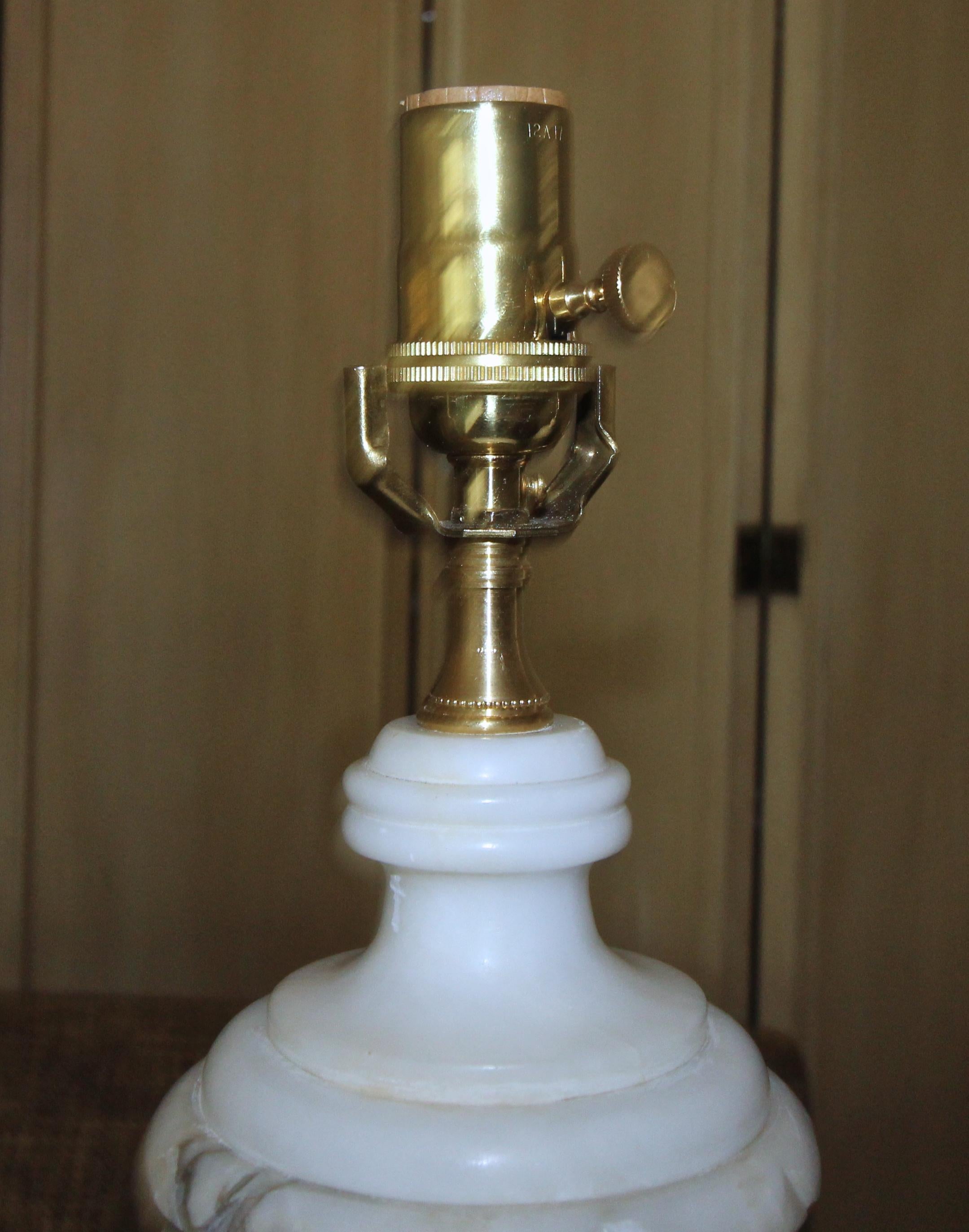Pair of Italian Alabaster Urn Motif Table Lamps 9
