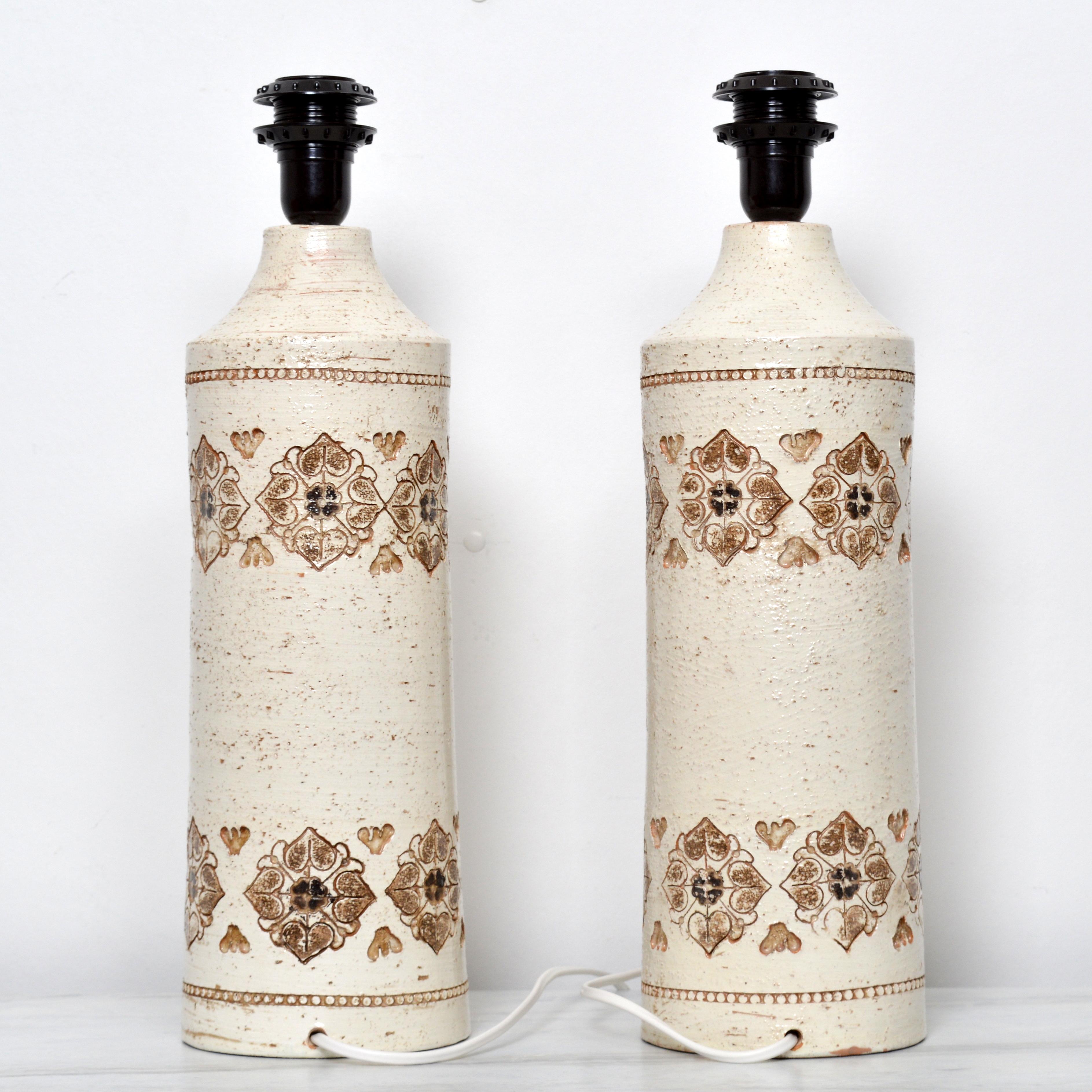 Mid-20th Century Pair of Italian Aldo Londi Bitossi Table Lamps