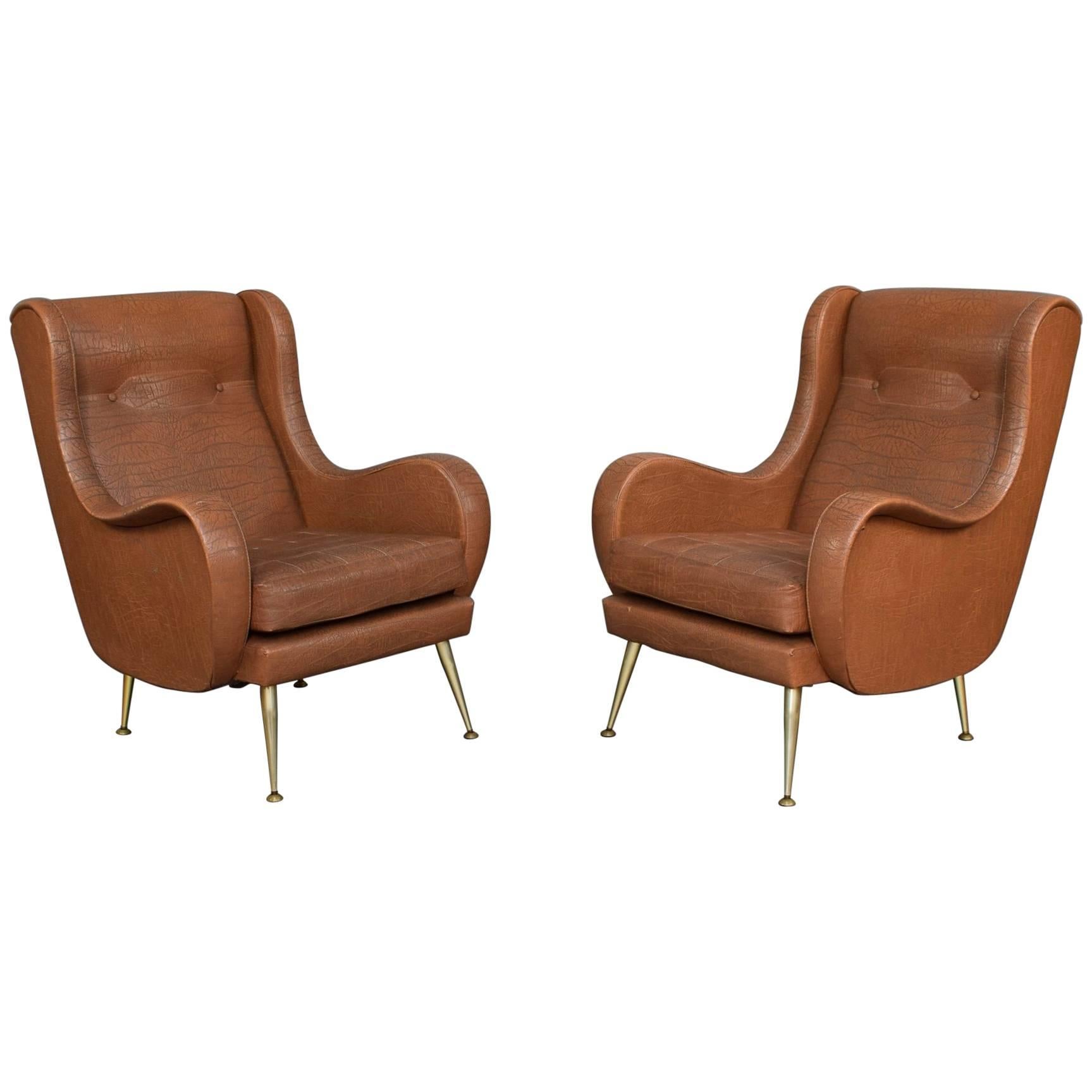 Paire de fauteuils de salon Aldo Morbelli, années 1950