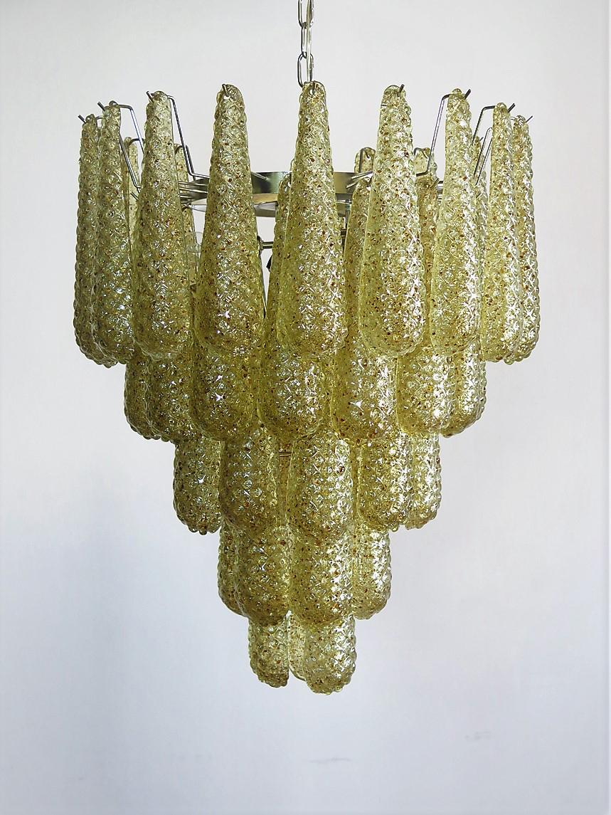 Pair of Italian Amber Crystal Chandelier, Murano For Sale 8