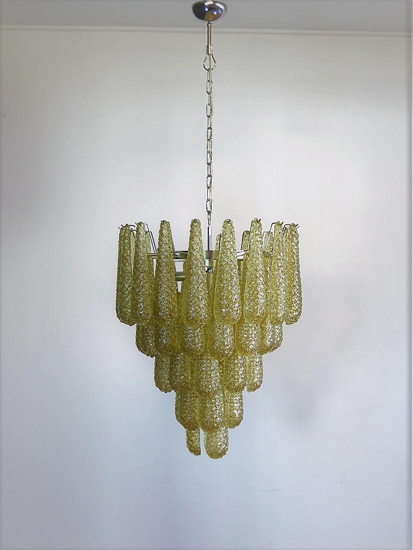 Coppia di lampadari italiani in cristallo ambrato, Murano in vendita 9