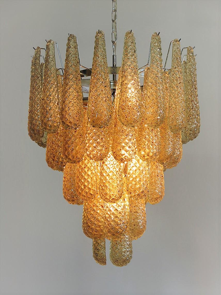 Pair of Italian Amber Crystal Chandelier, Murano For Sale 4