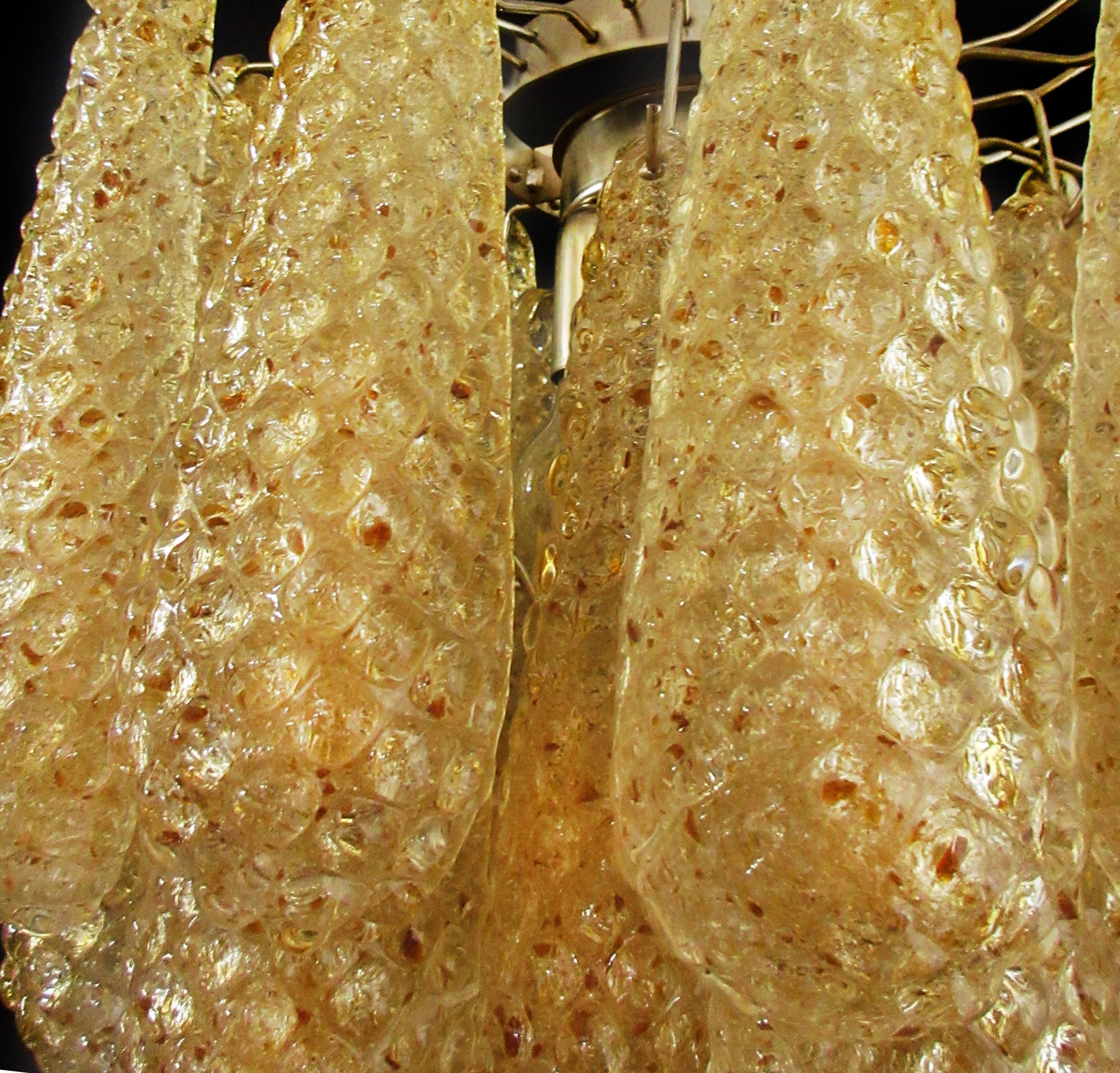 Pair of Italian Amber Crystal Chandeliers, Murano 11