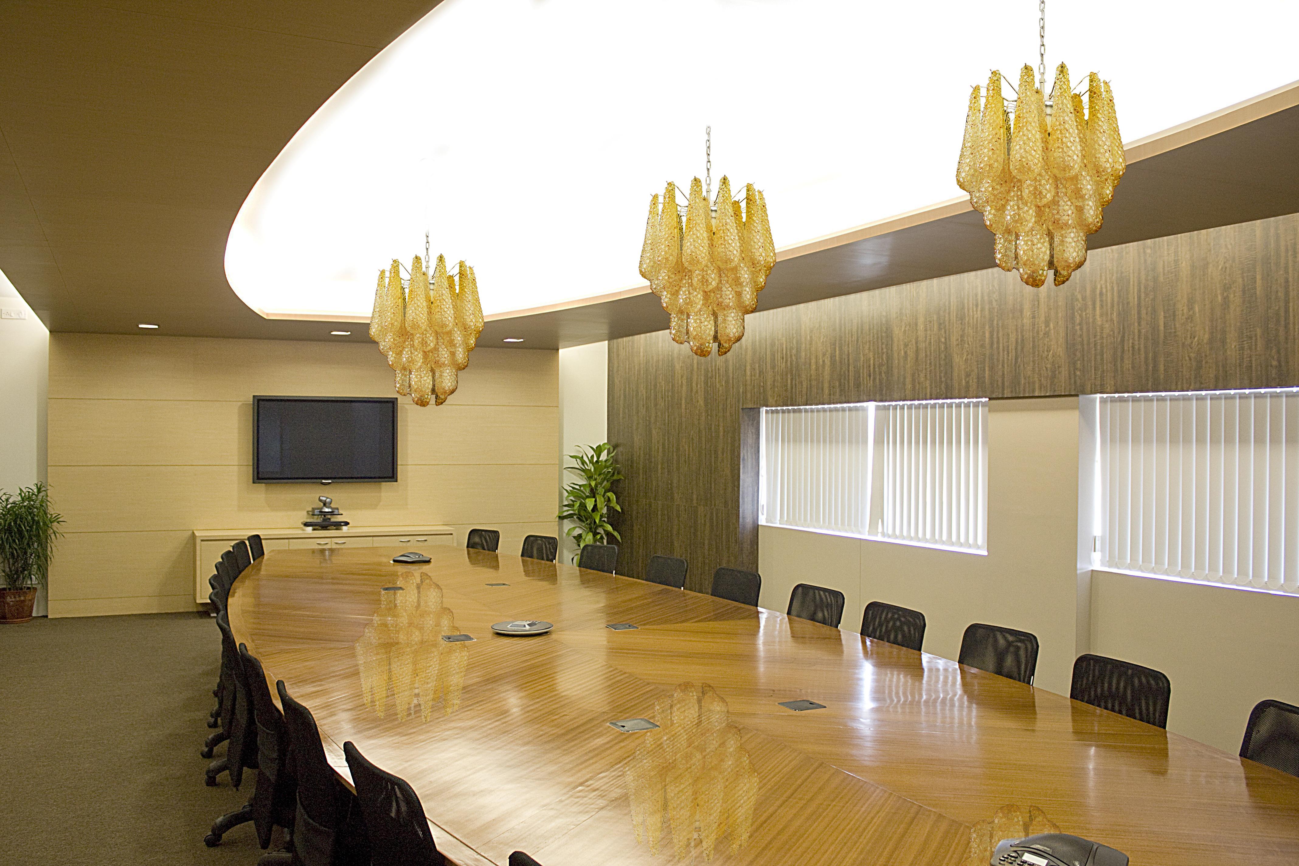 Pair of Italian Amber Crystal Chandeliers, Murano 1