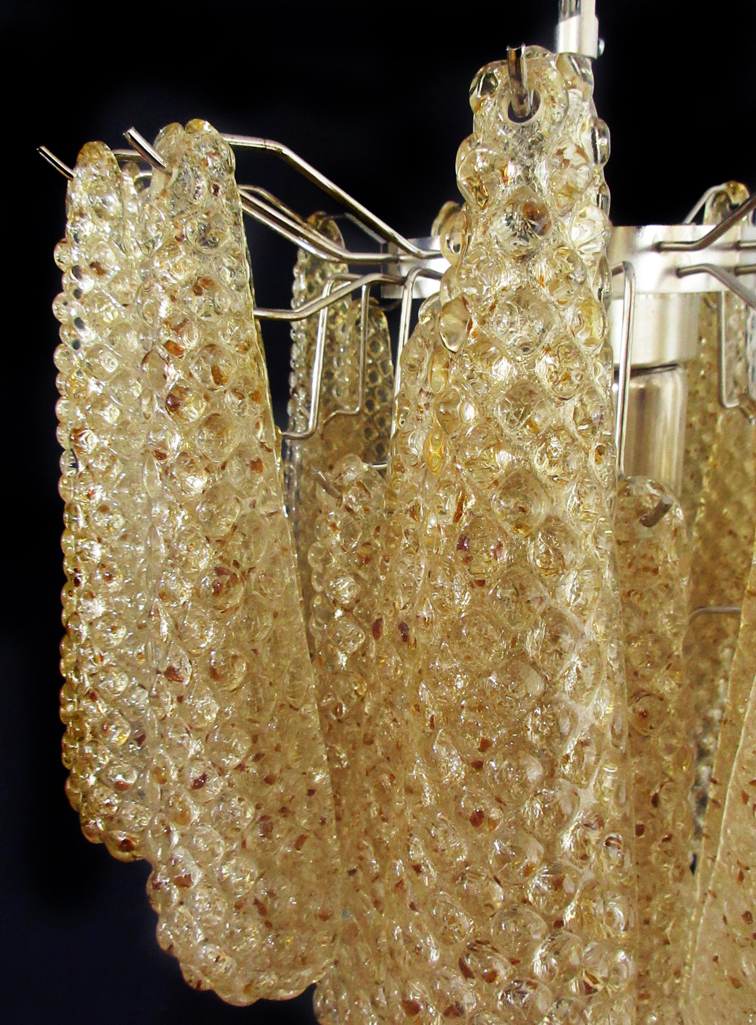 Pair of Italian Amber Crystal Chandeliers, Murano 4