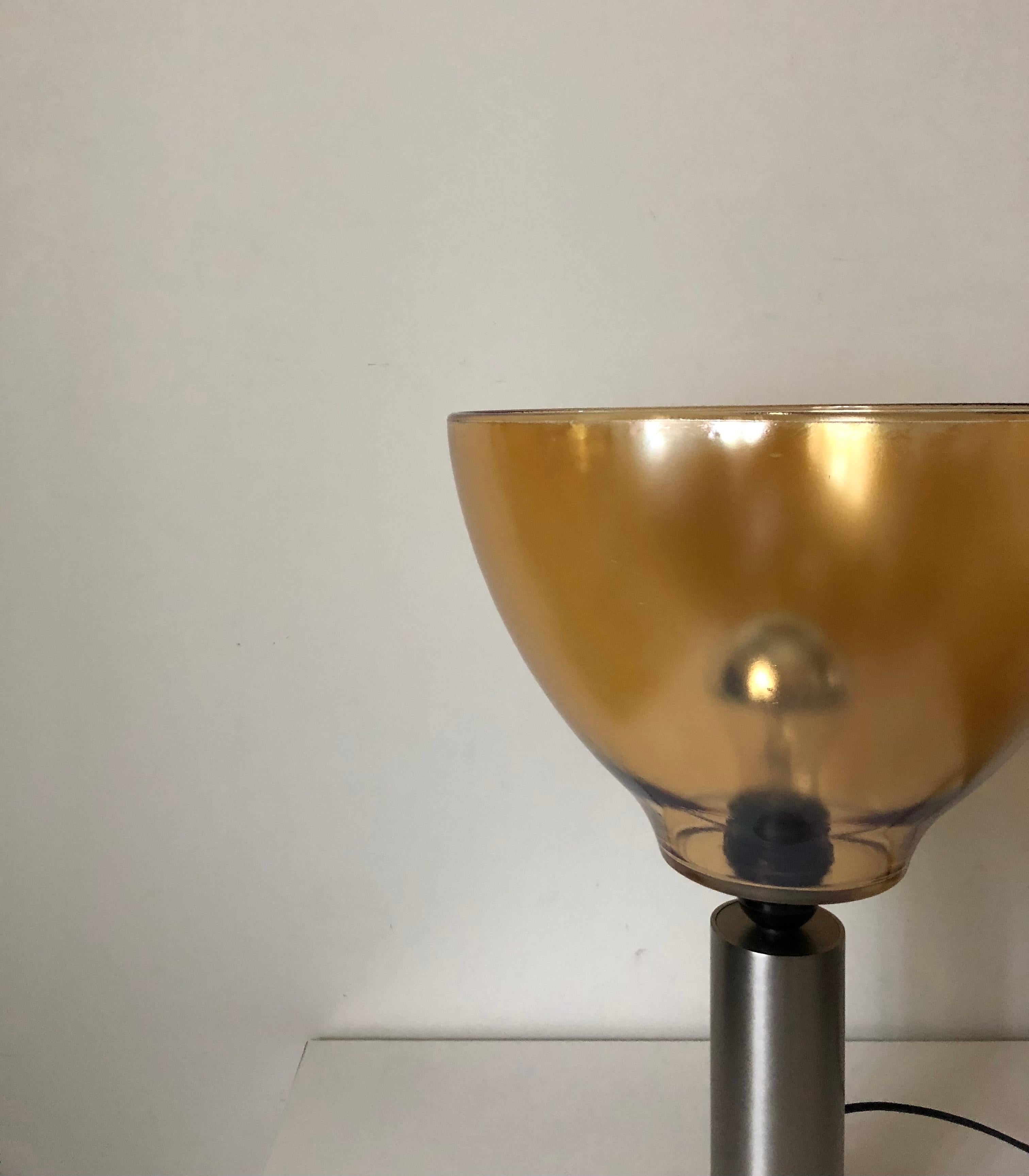 Pair of Italian Amber Murano Glass Table Lamps, 1980s 7