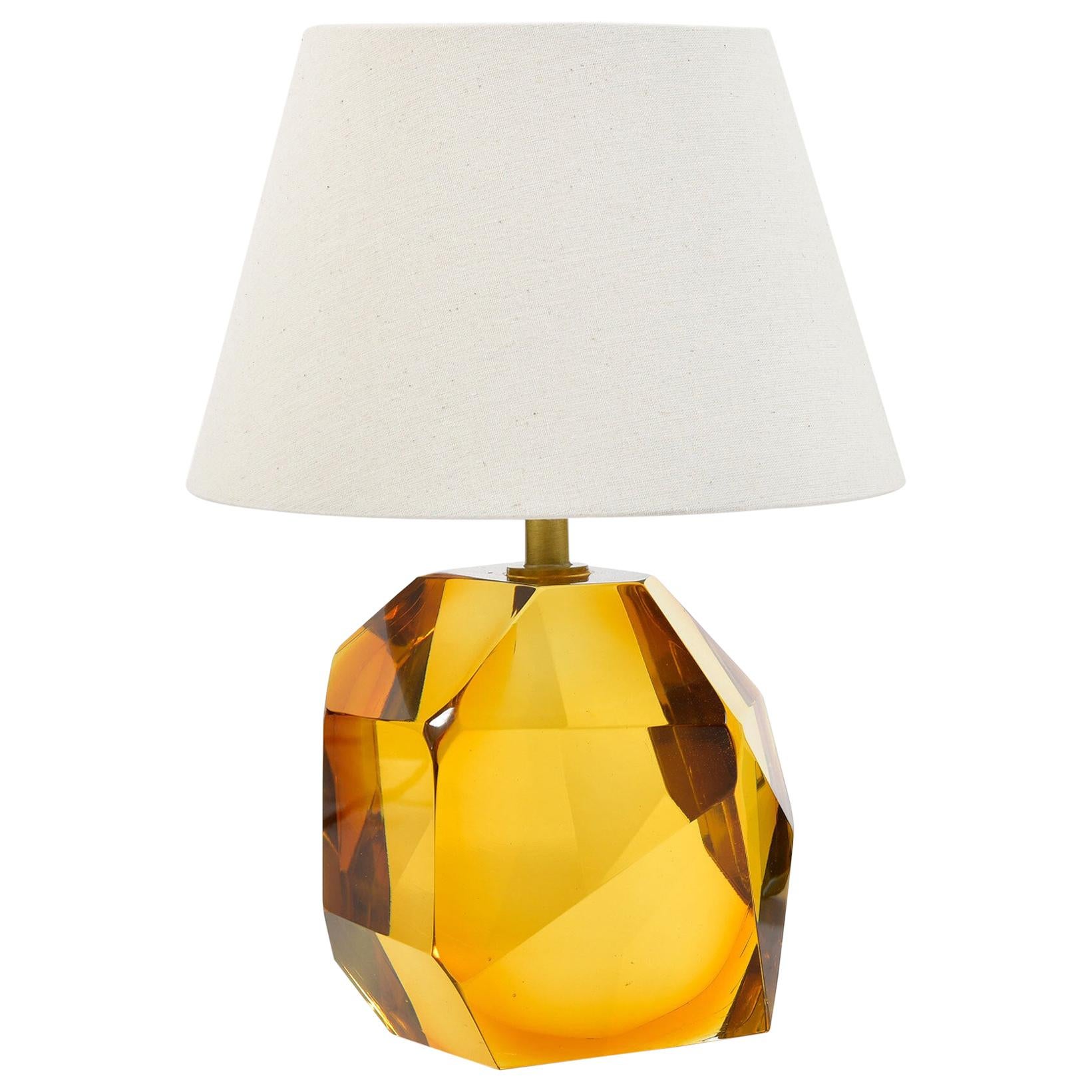 Paar italienische Bernstein Murano Jewel Rock Tischlampen im Angebot 1