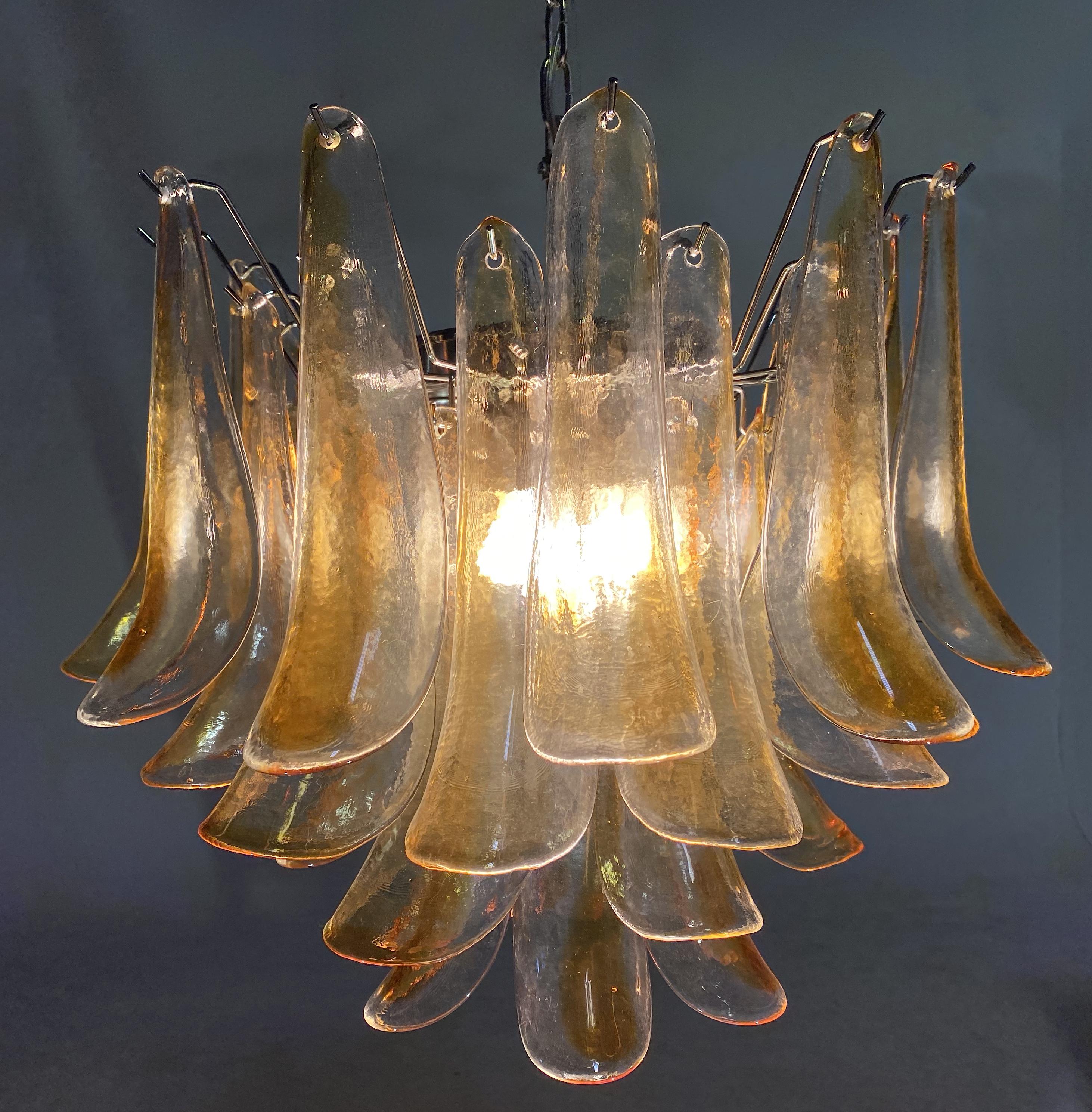 Pair of Italian Amber Petal Chandeliers, Murano In Excellent Condition In Budapest, HU