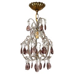 Pair of Italian Amethyst Crystal Light Fixtures. Sold Individually.