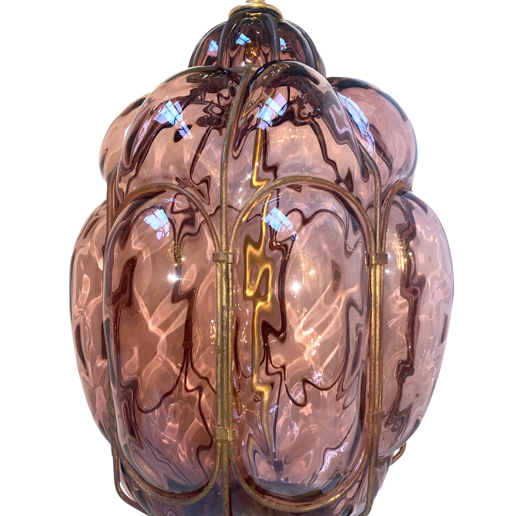 Mid-20th Century Pair of Italian Amethyst Glass Table Lamps