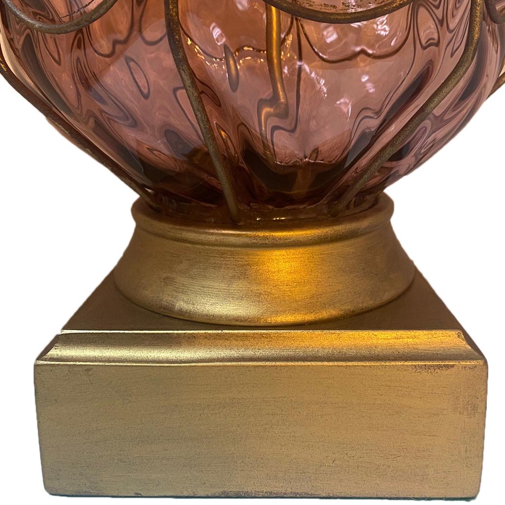 Blown Glass Pair of Italian Amethyst Glass Table Lamps