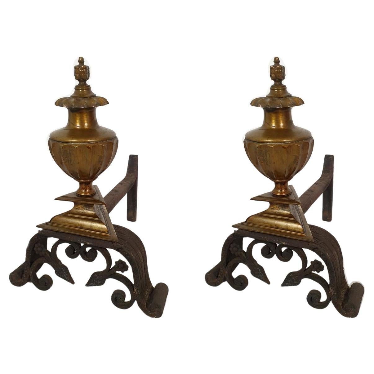 Pair of Italian andirons For Sale