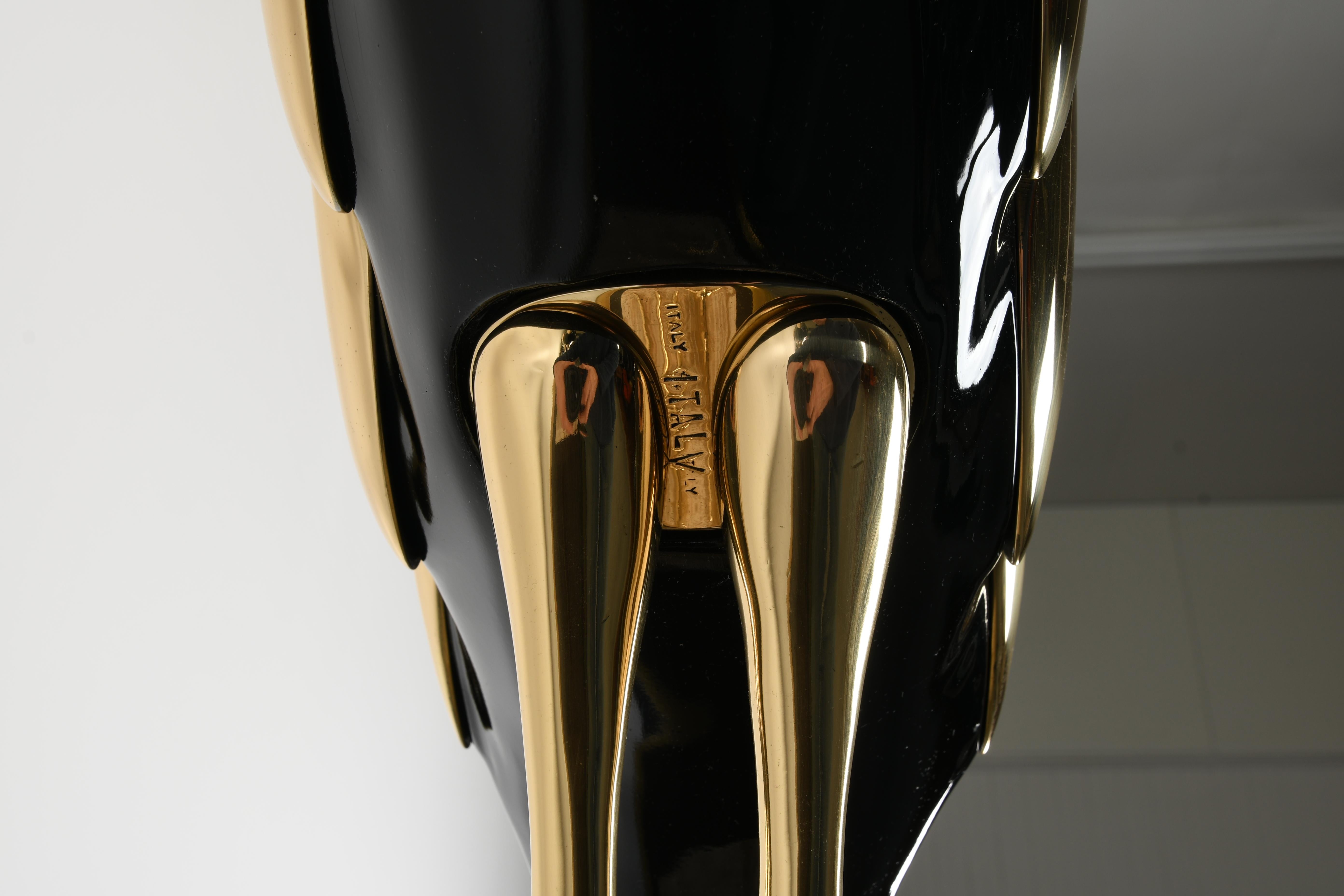 Pair of Italian Antonio Pavia Style Brass & Black Lacquer Italian Egrets, 1980s 8