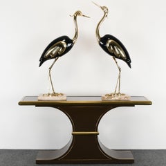 Paar italienische Reiher im Antonio Pavia-Stil aus Messing & Schwarzer Lack:: 1980er Jahre
