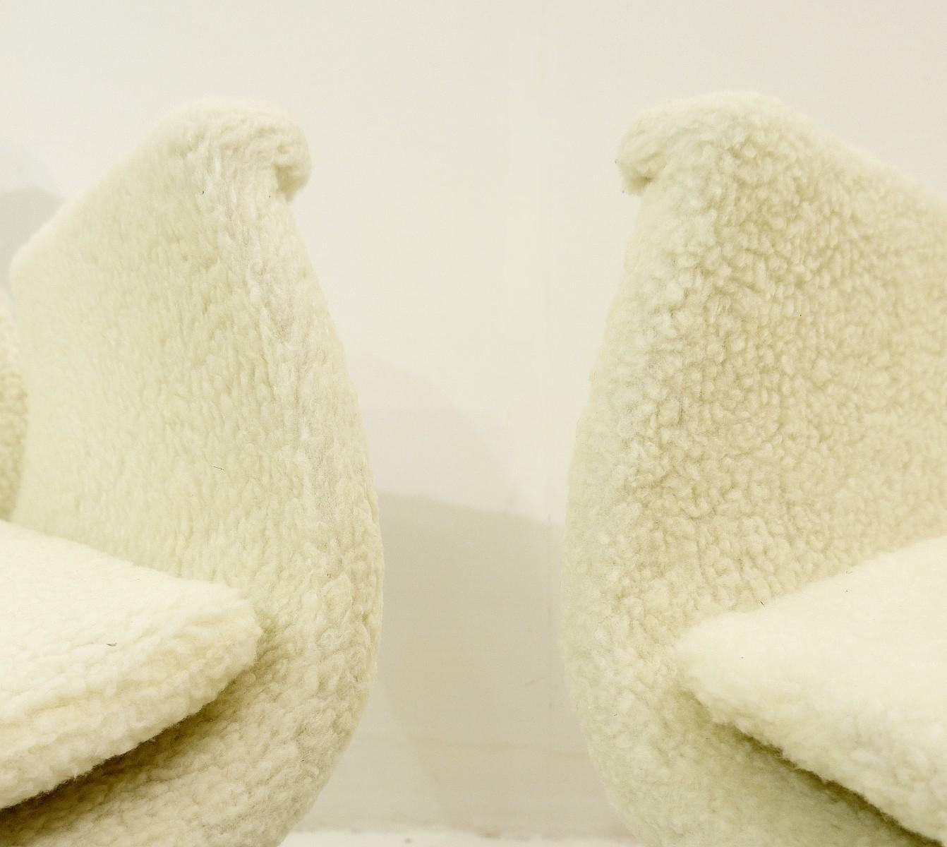 Pair of small Italian faux fur armchairs by Gastone Rinaldi for RIMA.