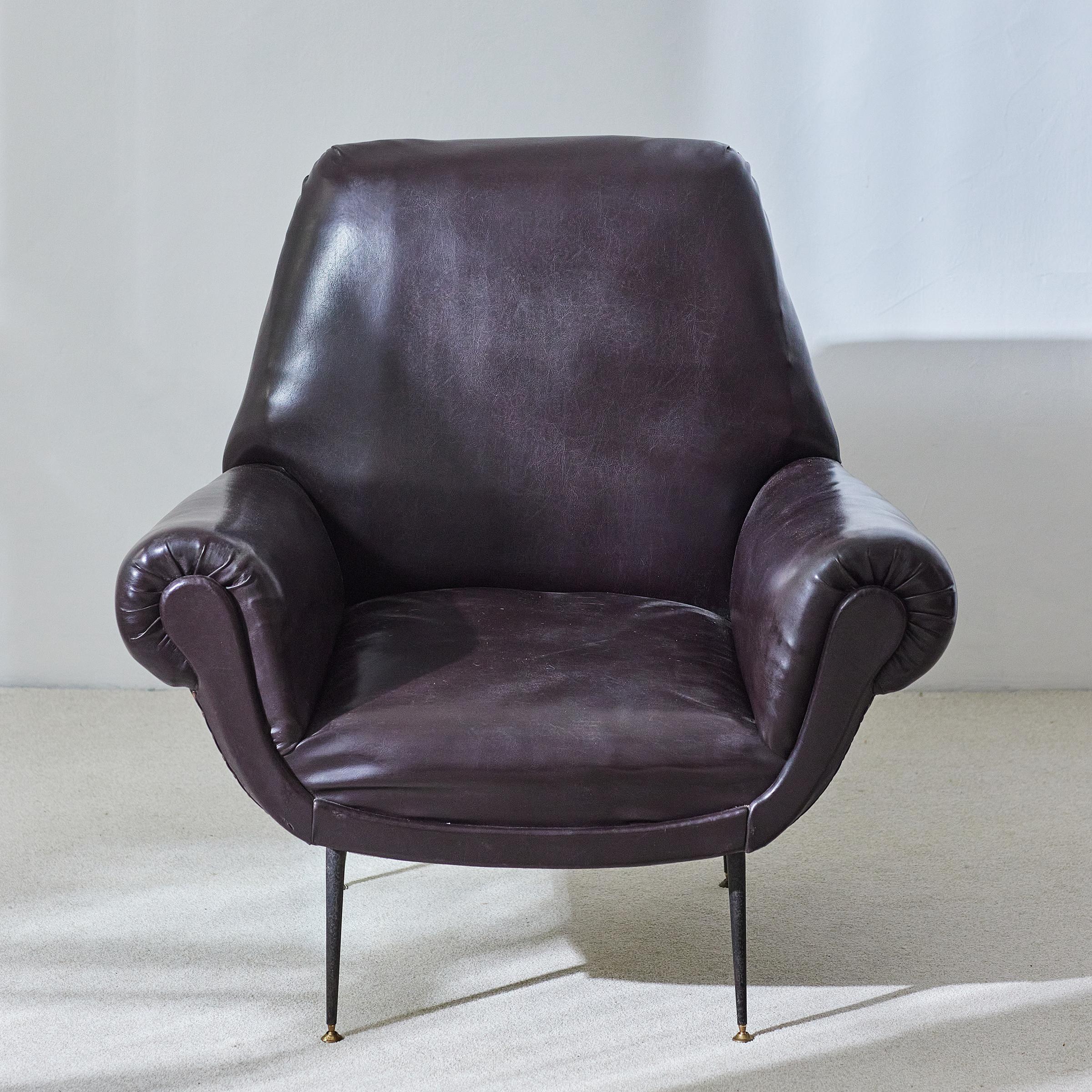 Pareja de sillones italianos diseñados por Gigi Radice para Minott Años 50 Metal en venta