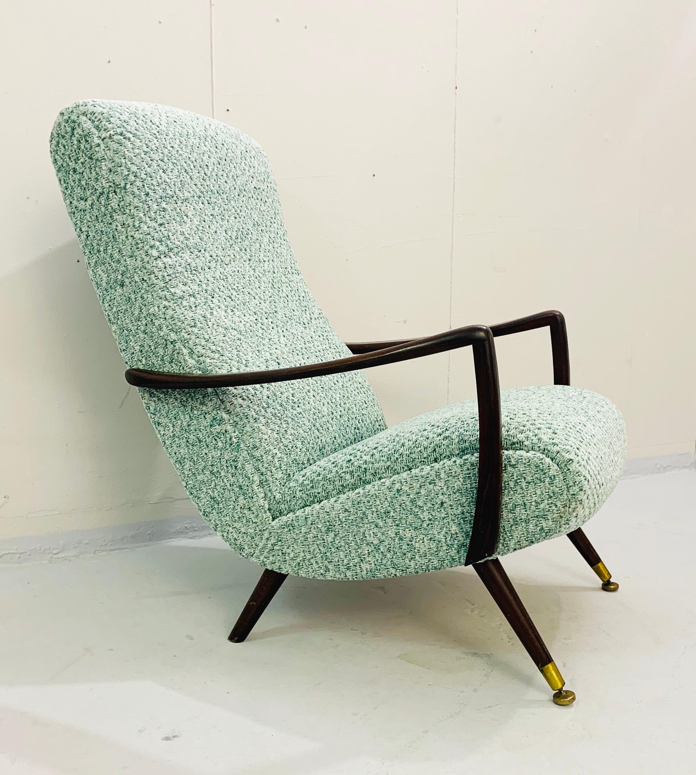 Textile Pair of Italian armchair - New upholstery  c.1950s