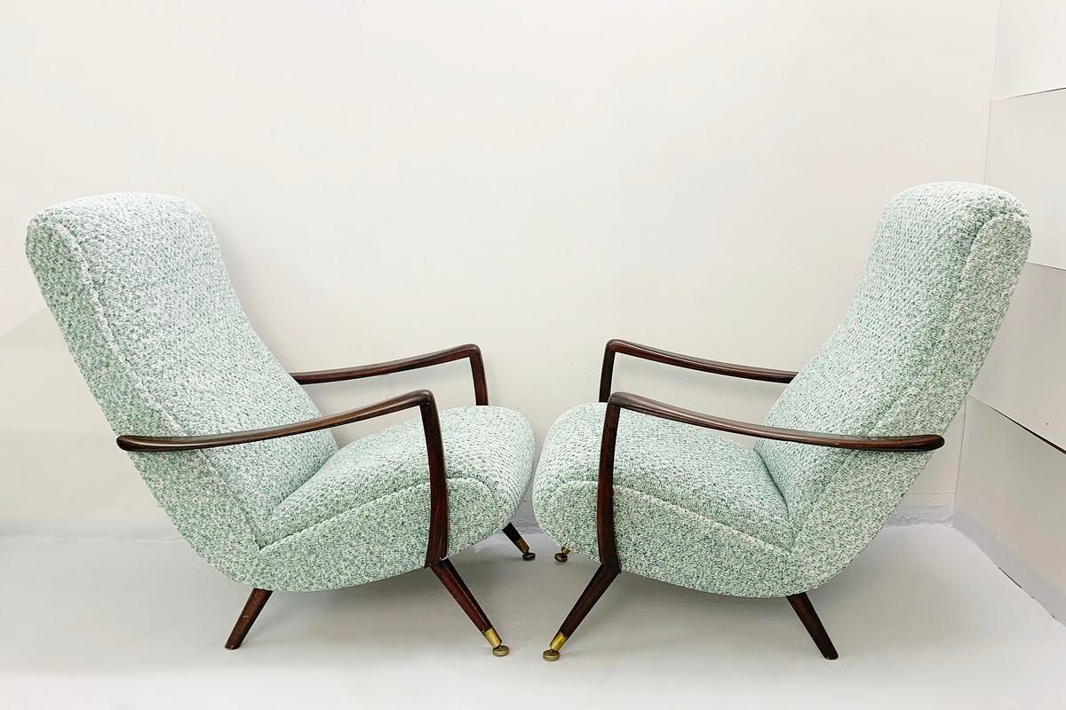 Pair of Italian armchair - New upholstery  c.1950s 1