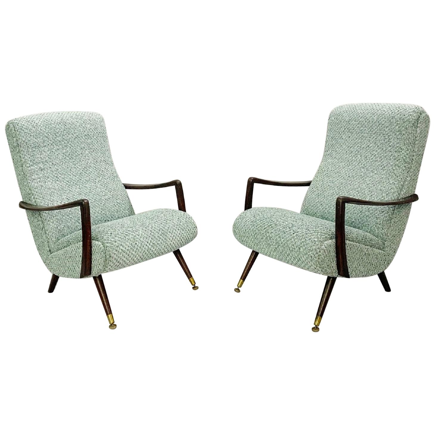 Pair of Italian armchair - New upholstery  c.1950s
