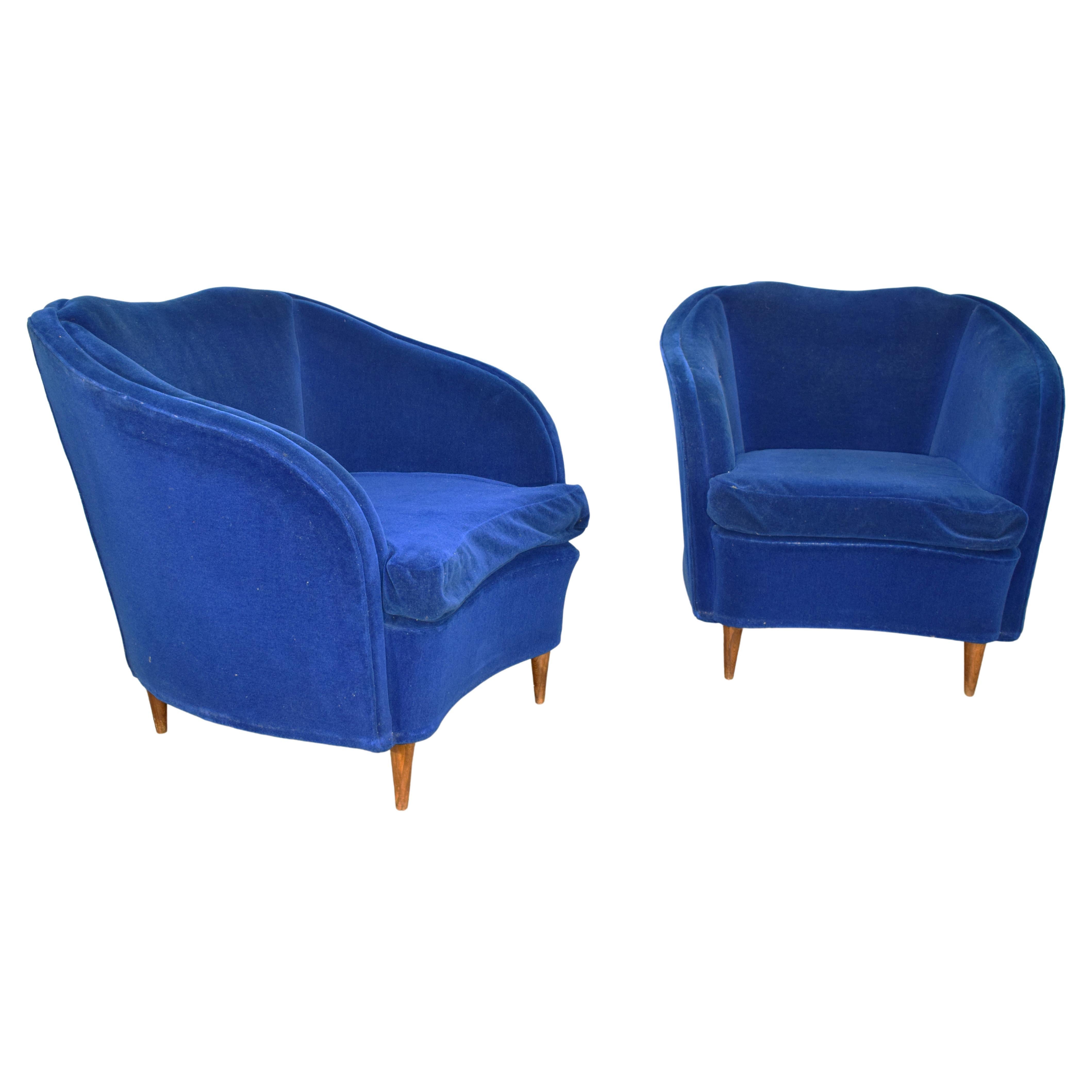 Pair of Italian armchairs, 1950s For Sale