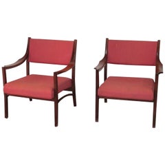 Pair of Italian Armchairs 1960s Curved Wood
