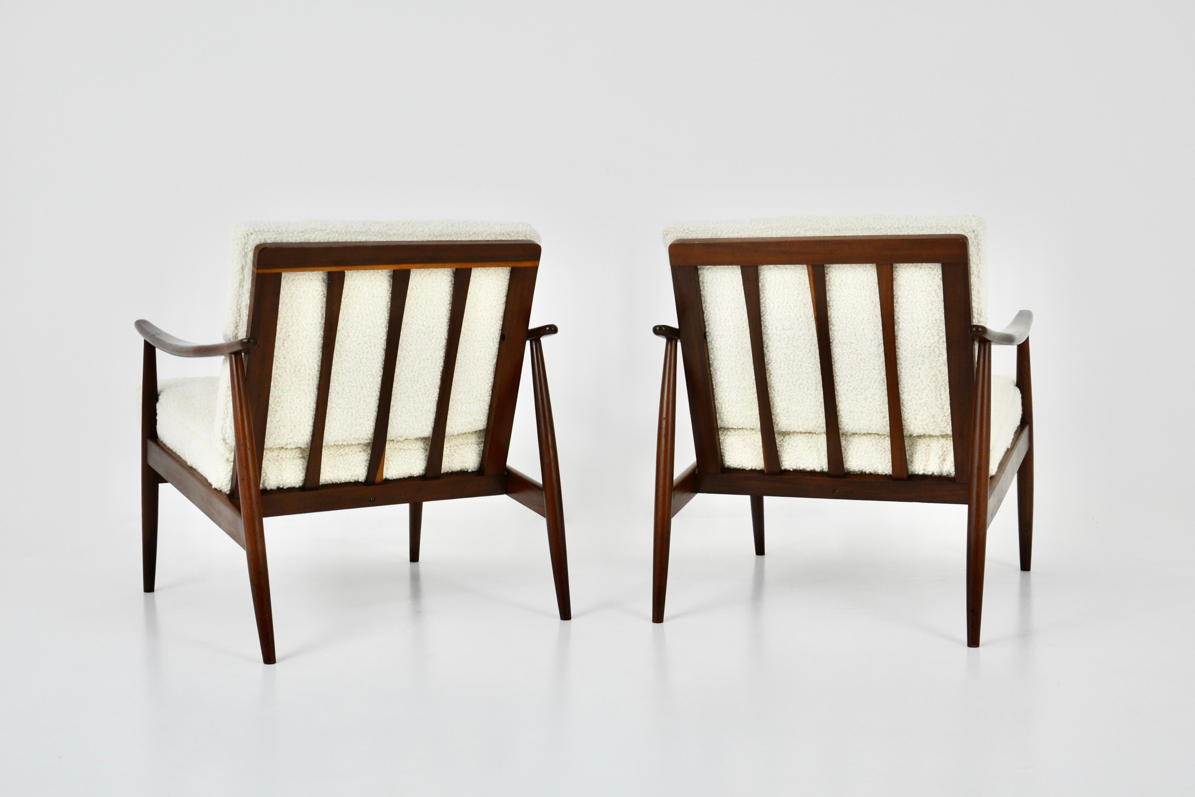 Fabric Pair of Italian Armchairs, 1960s For Sale