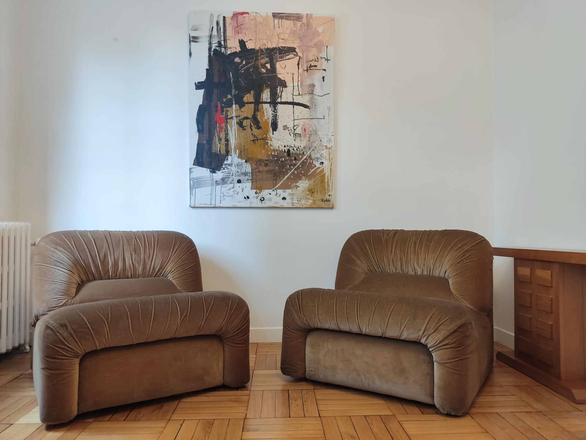 Pair OF italian armchairs 70s  In Fair Condition In Paris, FR