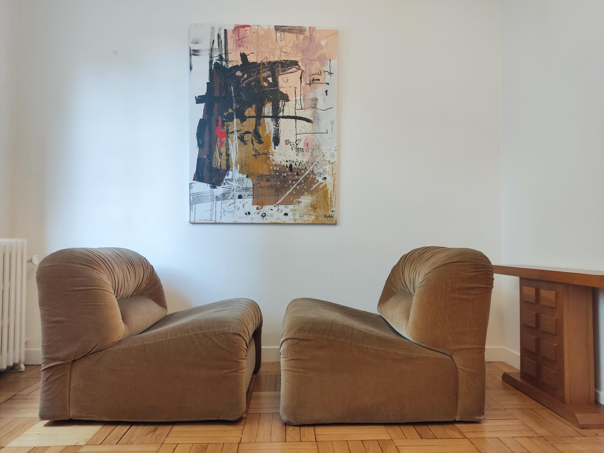 20th Century Pair OF italian armchairs 70s 