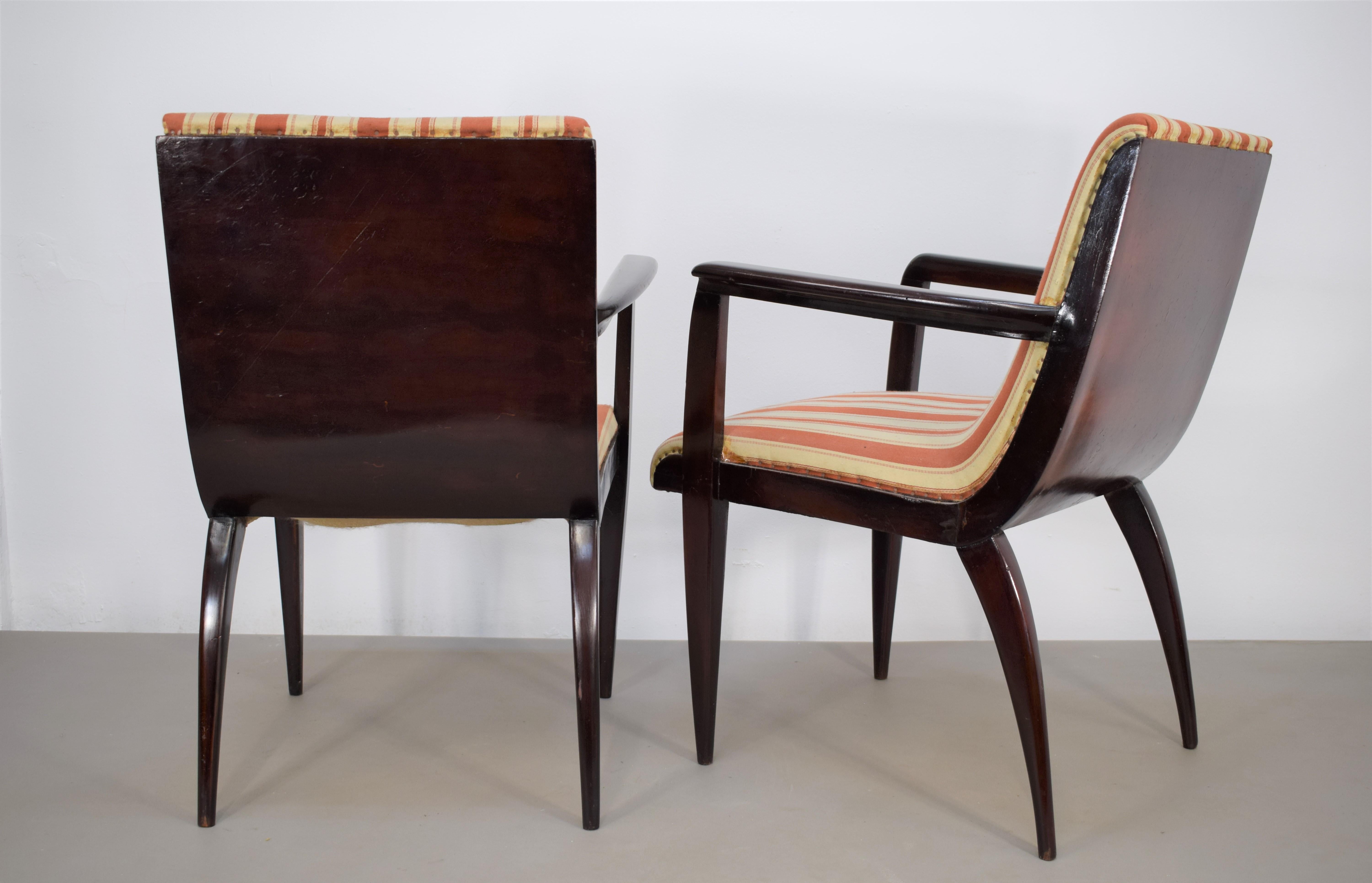 Pair of Italian Armchairs Attributed to Guglielmo Ulrich, 1950s In Good Condition For Sale In Palermo, PA