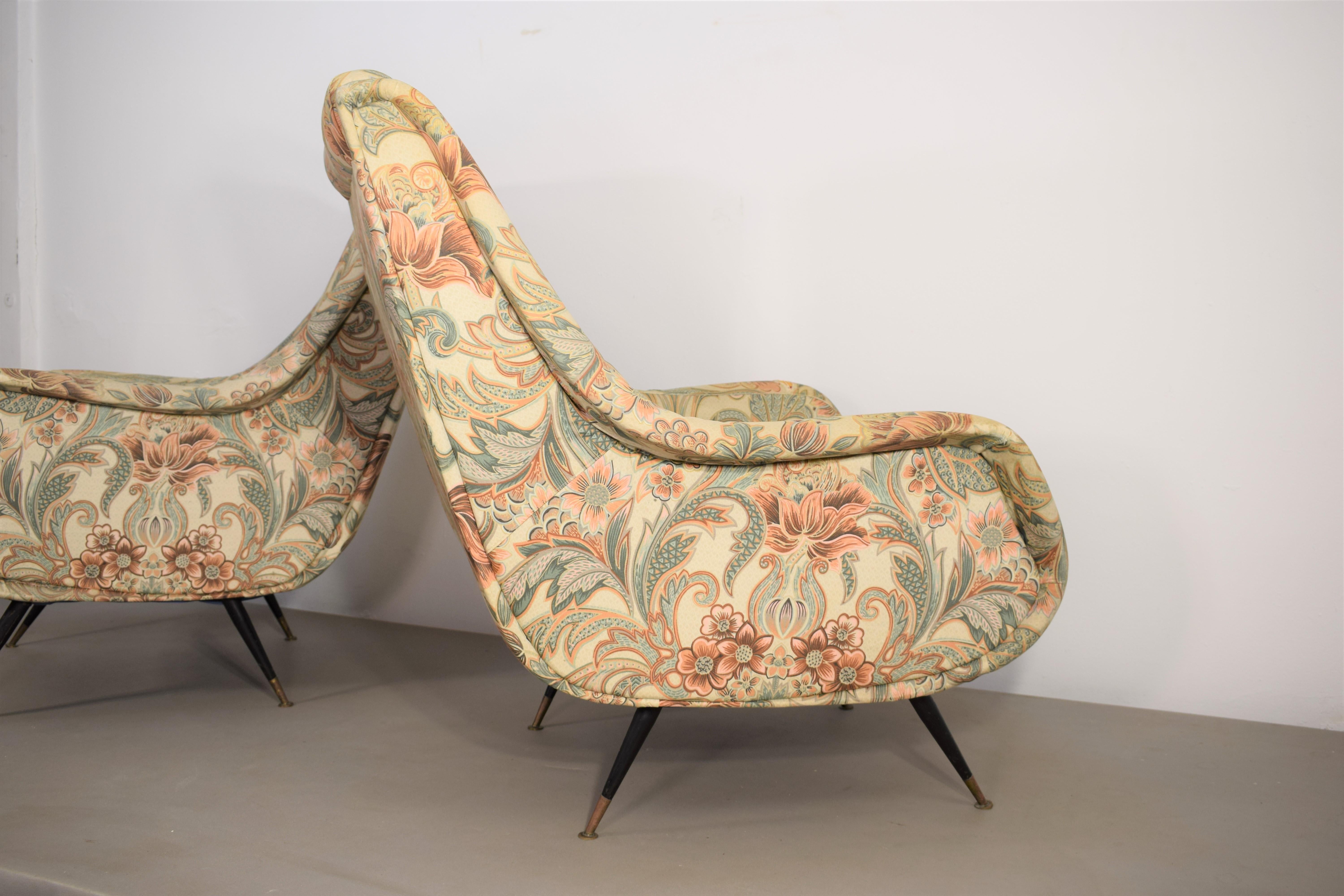 Mid-20th Century Pair of Italian Armchairs by Aldo Morbelli for Isa, 1950s For Sale